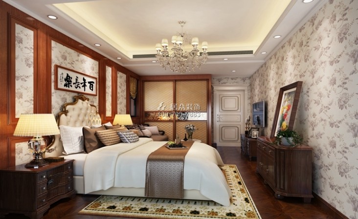 海伦春天蝴蝶谷 143平方米欧式风格平层户型卧室装修效果图