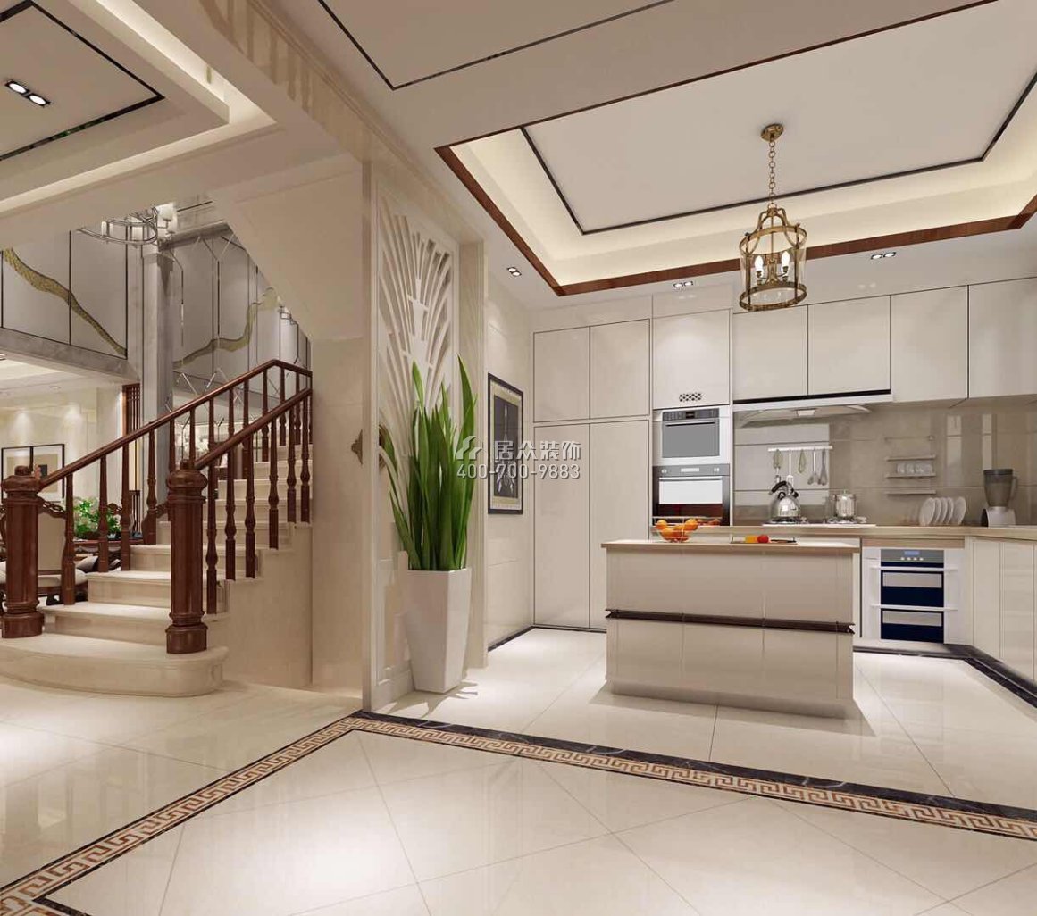 万科城南部湾300平方米新古典风格别墅户型厨房装修效果图
