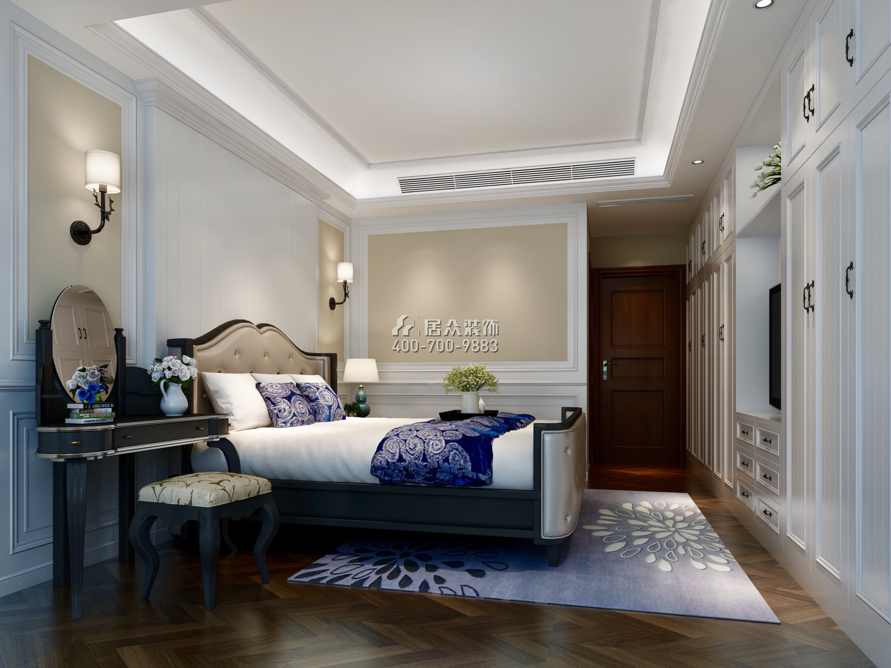 星河傳奇140平方米美式風格平層戶型臥室裝修效果圖