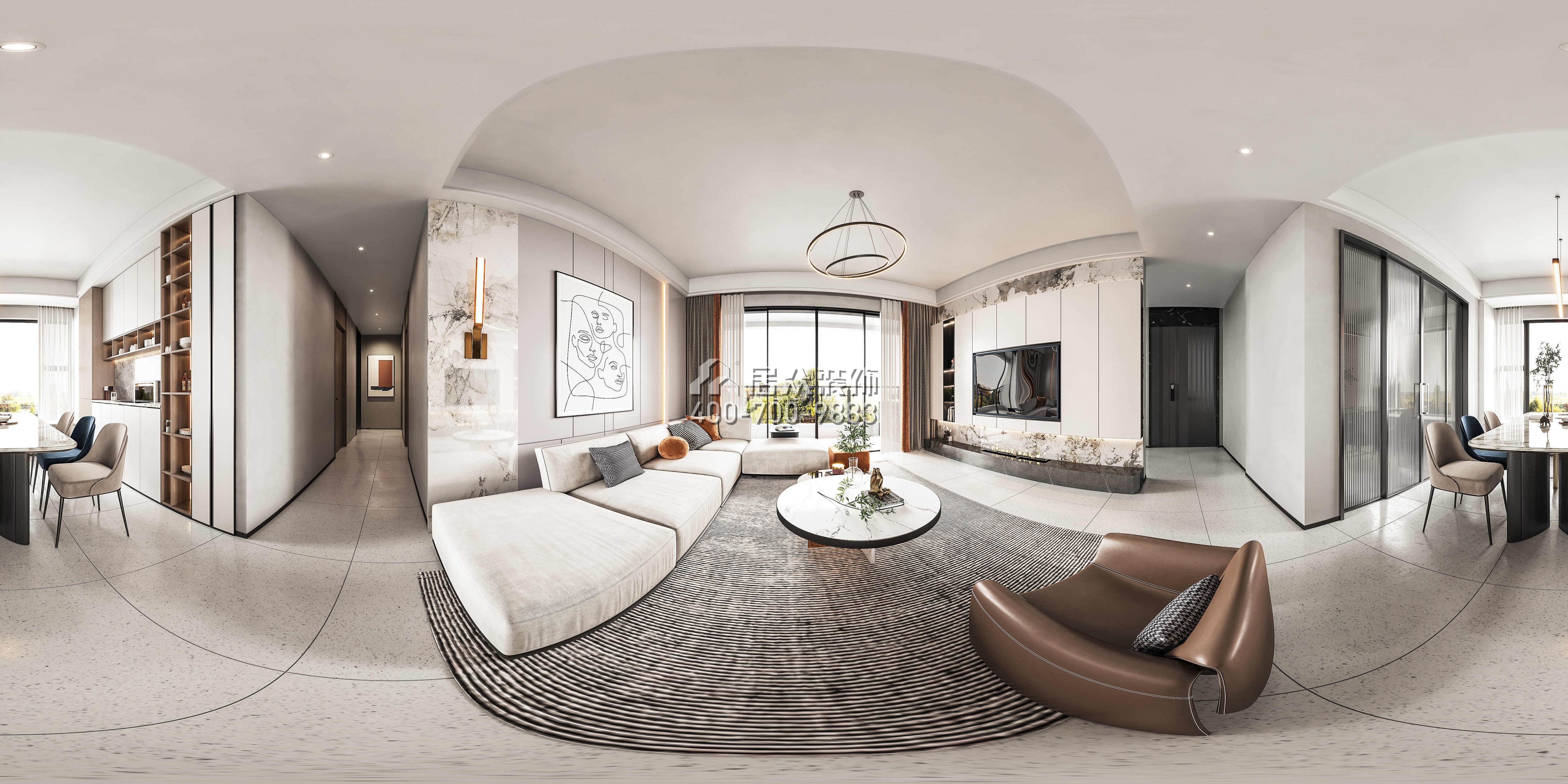 華發國際海岸134平方米現代簡約風格平層戶型客廳裝修效果圖