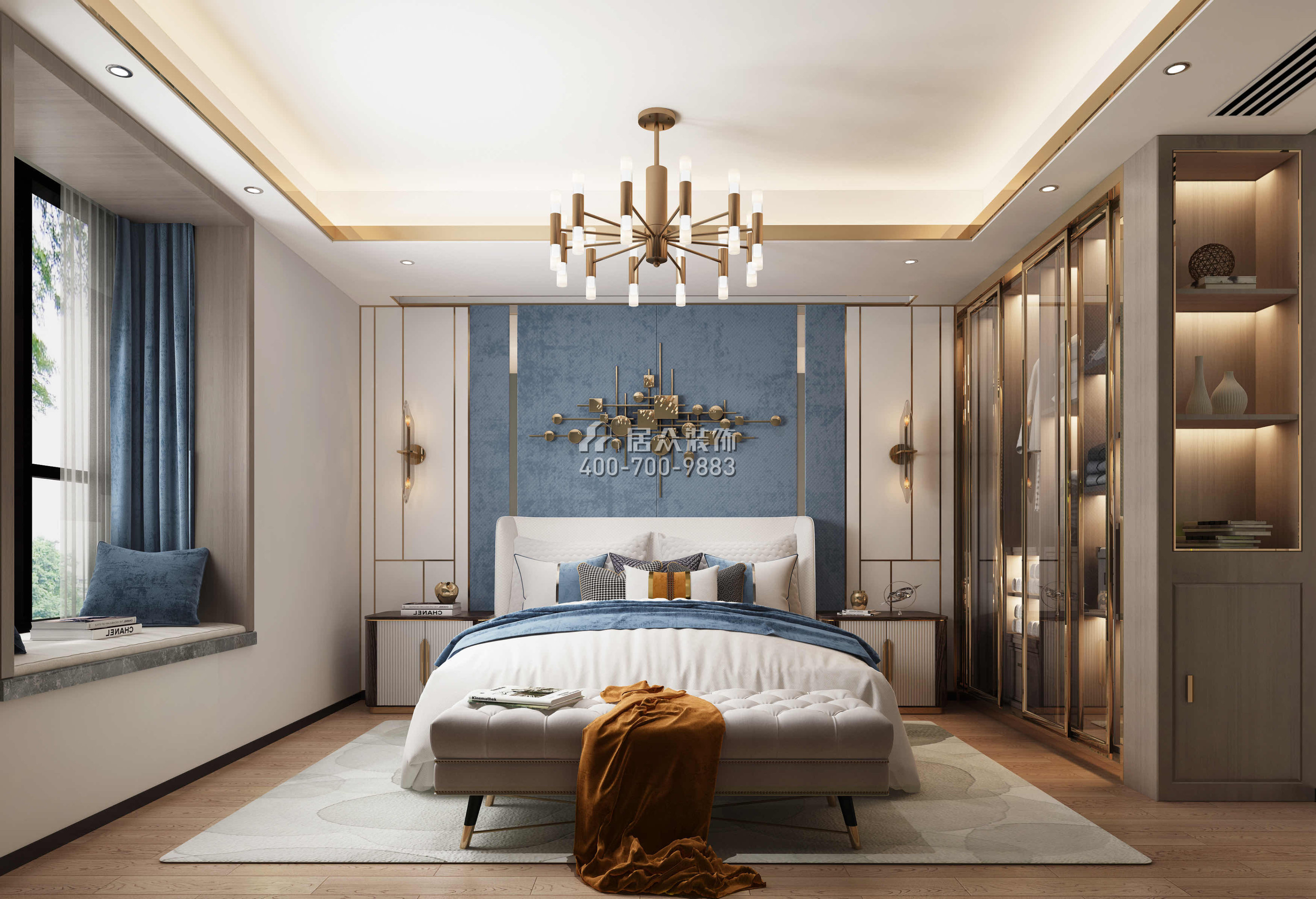 翡翠山湖一期180平方米现代简约风格平层户型卧室装修效果图