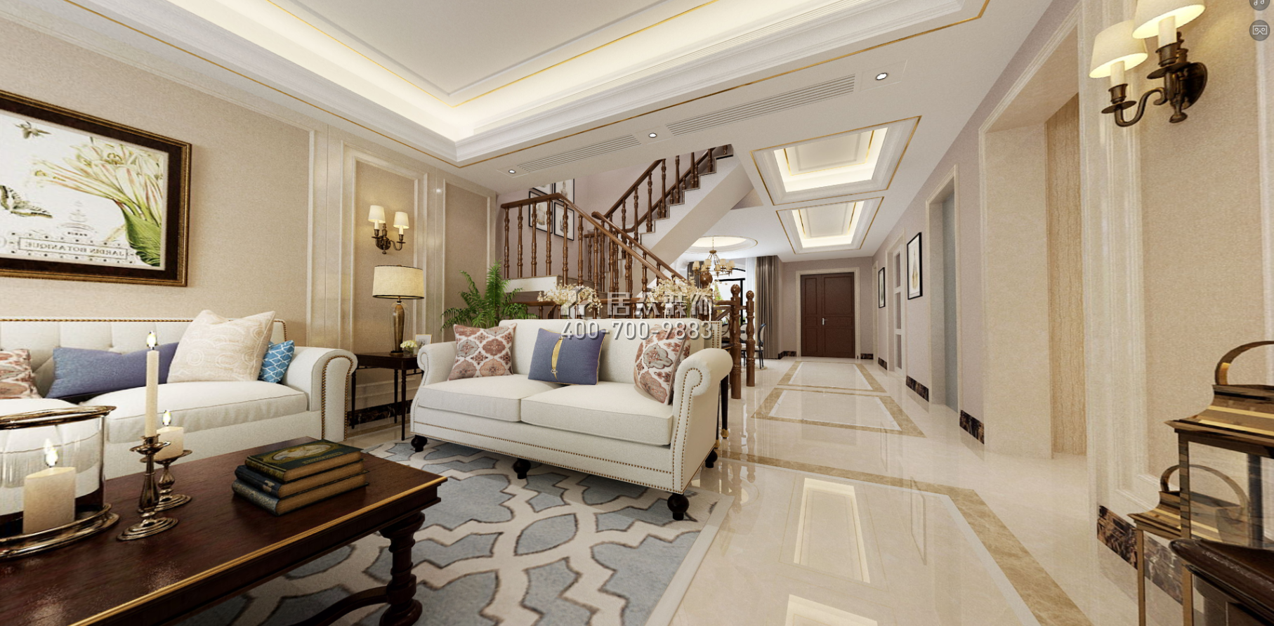 卢浮原著360平方米美式风格别墅户型客厅装修效果图