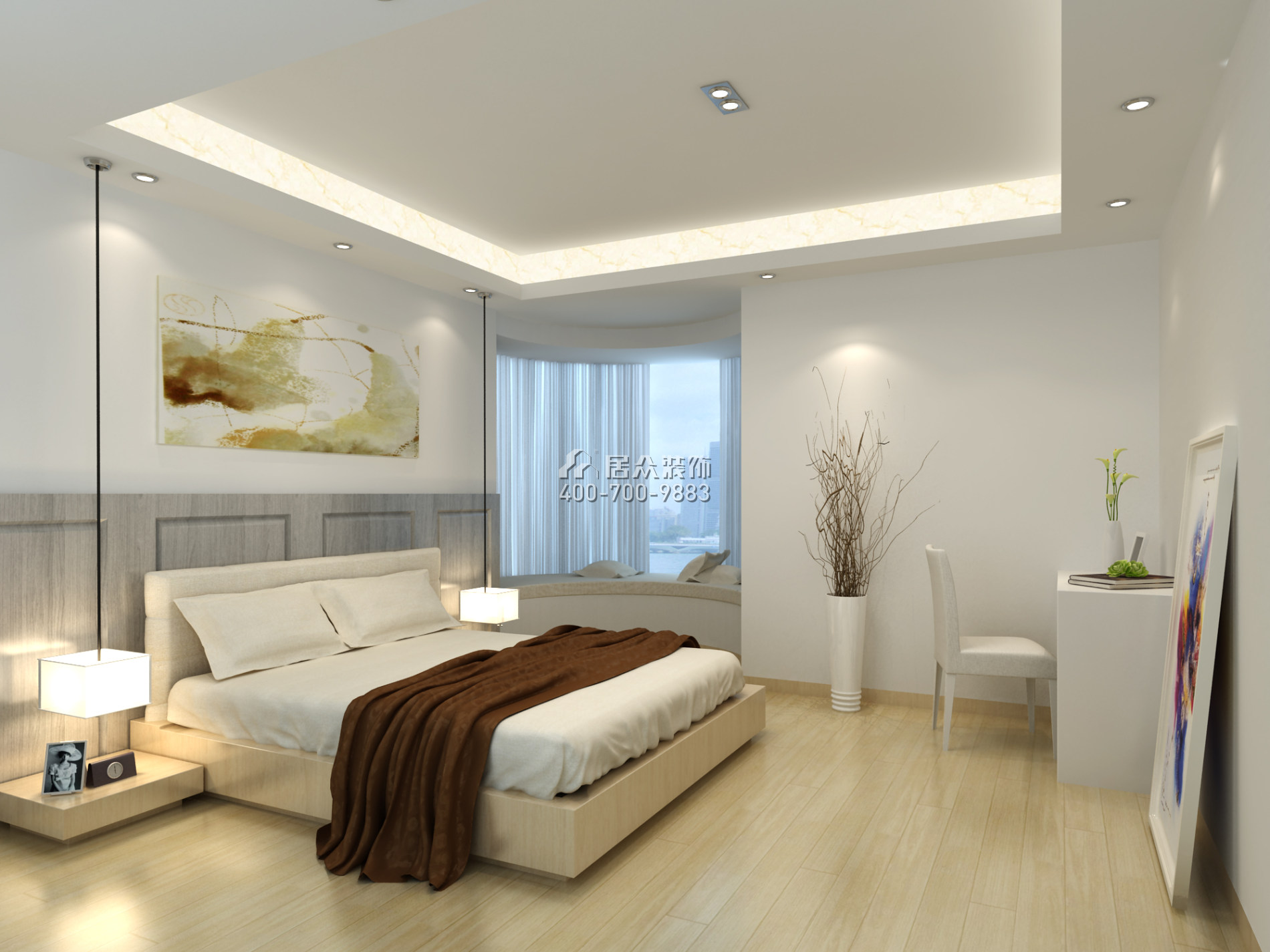 天湖郦都180平方米现代简约风格平层户型卧室装修效果图