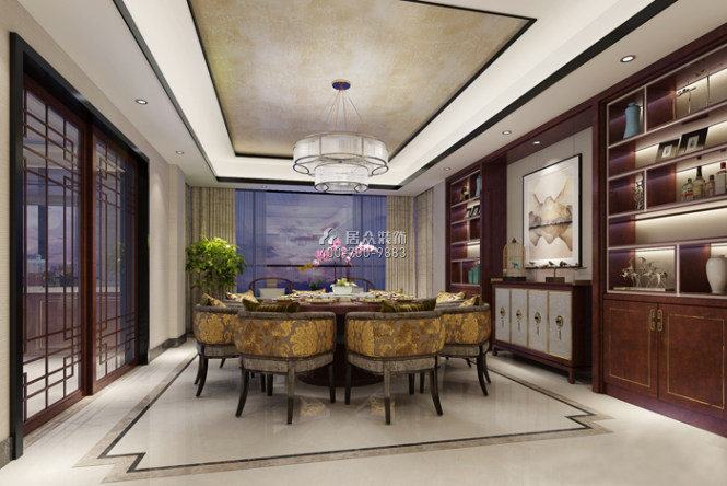 大汉汉园600平方米中式风格别墅户型餐厅装修效果图