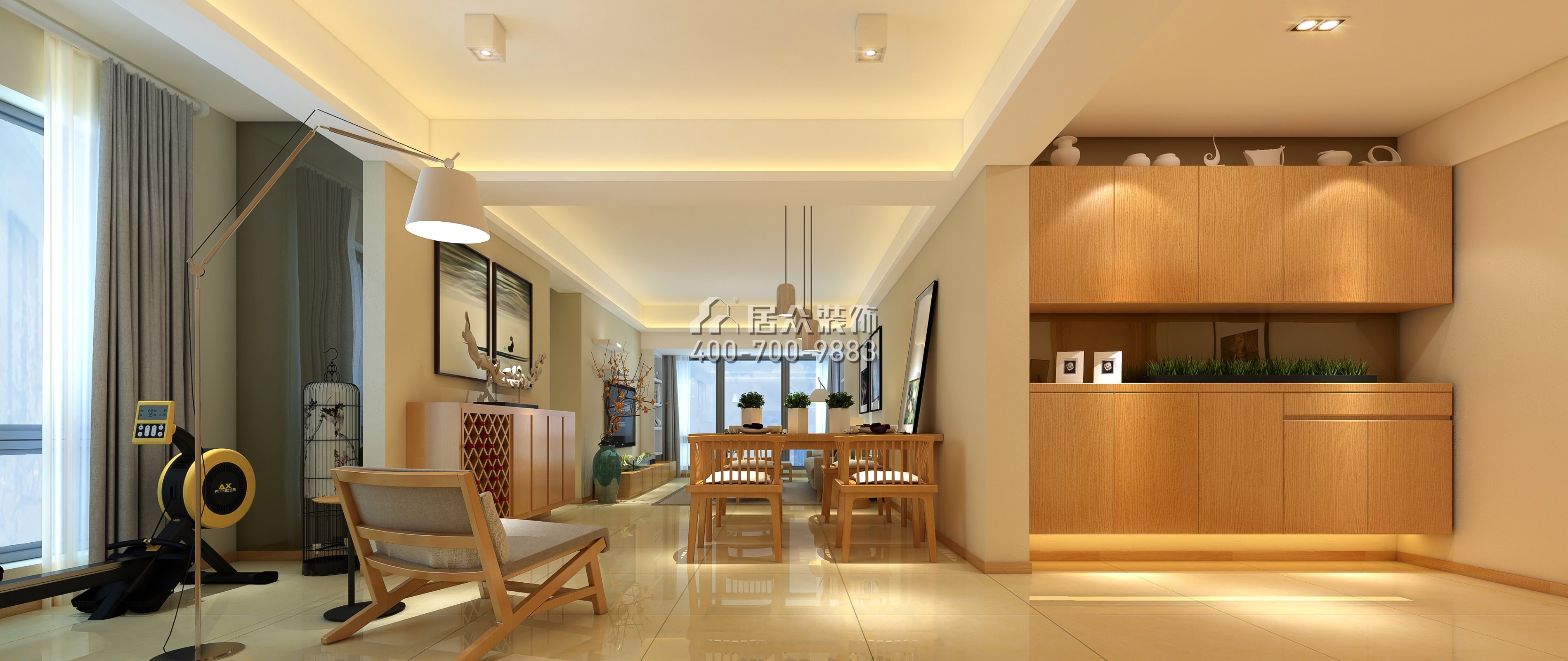 槟城西岸77平方米现代简约风格复式户型客厅装修效果图