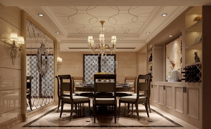 富丰新城200平方米欧式风格平层户型餐厅装修效果图