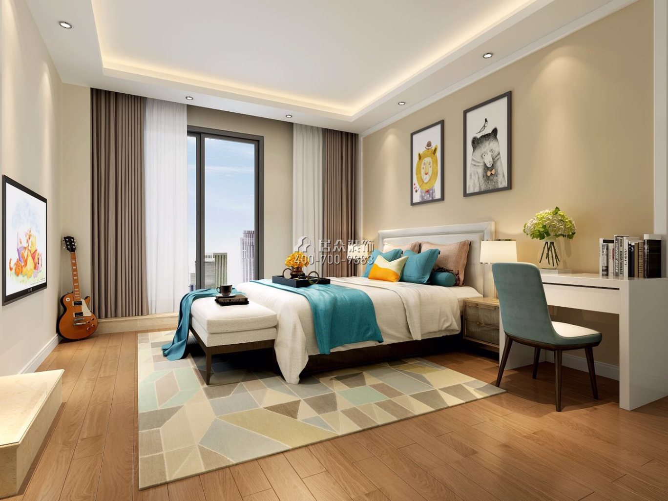海珀澜庭360平方米现代简约风格别墅户型卧室装修效果图