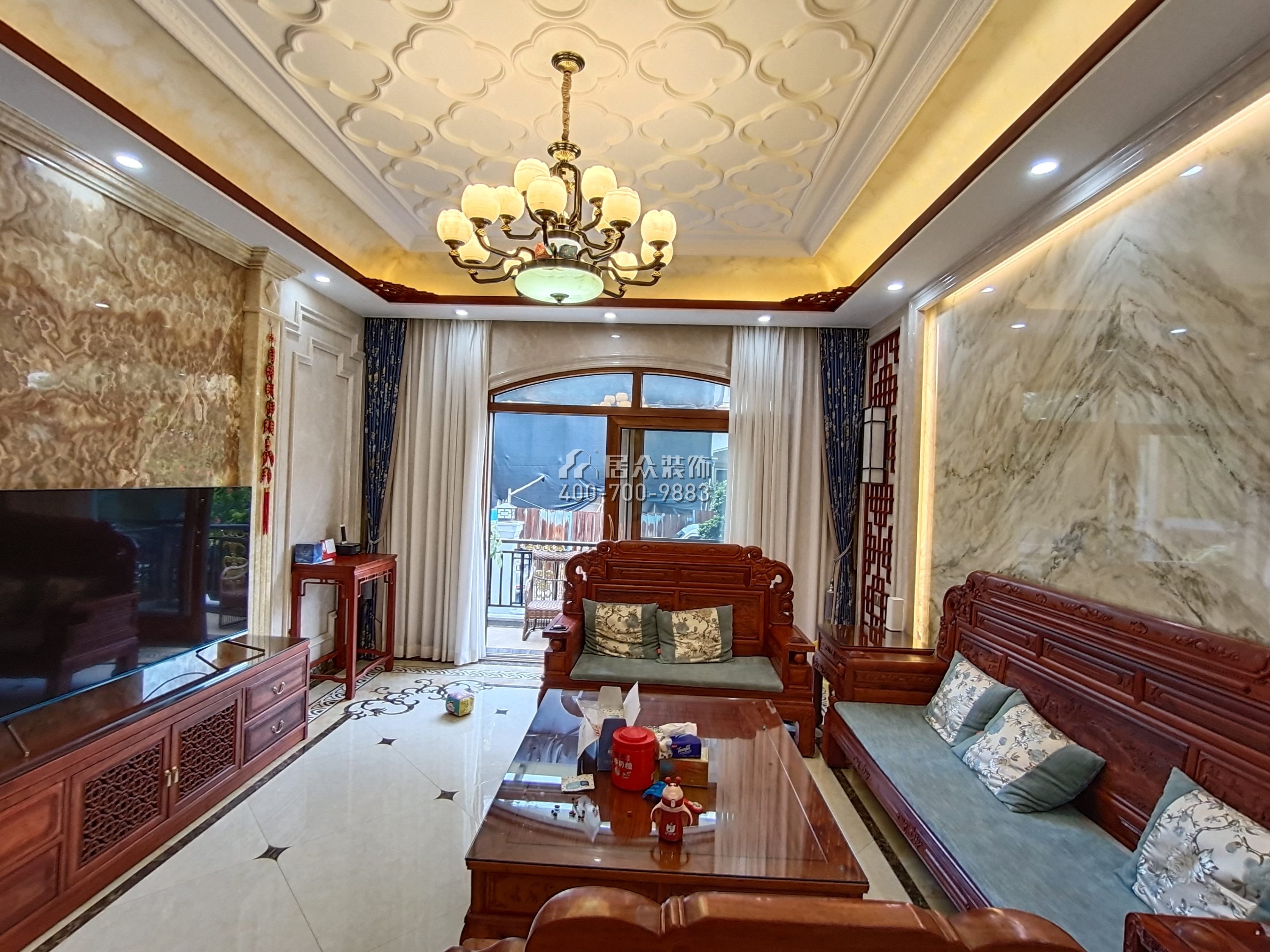 大朗碧桂園350平方米中式風格別墅戶型客廳裝修效果圖