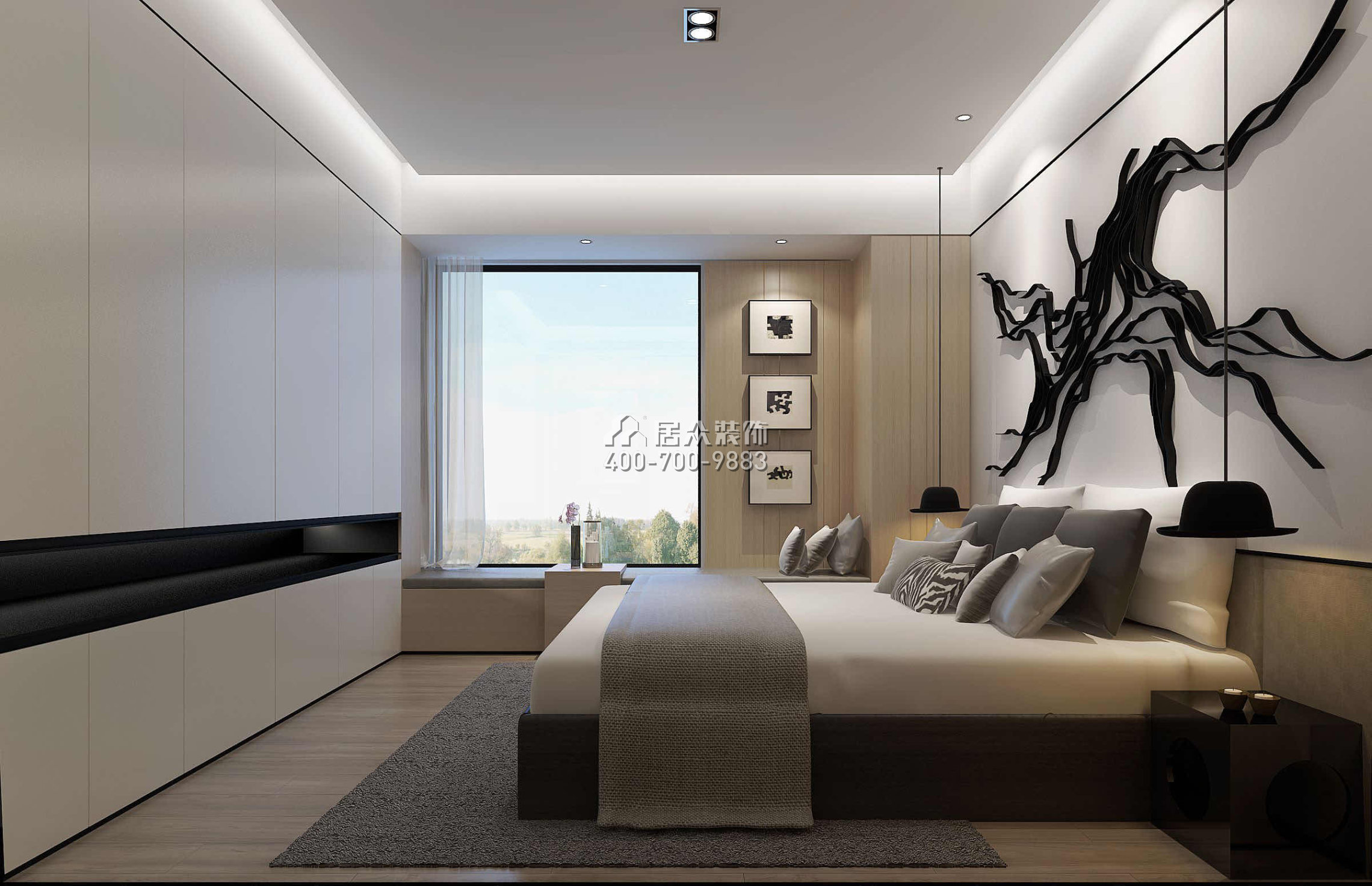 香山美墅三期150平方米现代简约风格平层户型卧室装修效果图