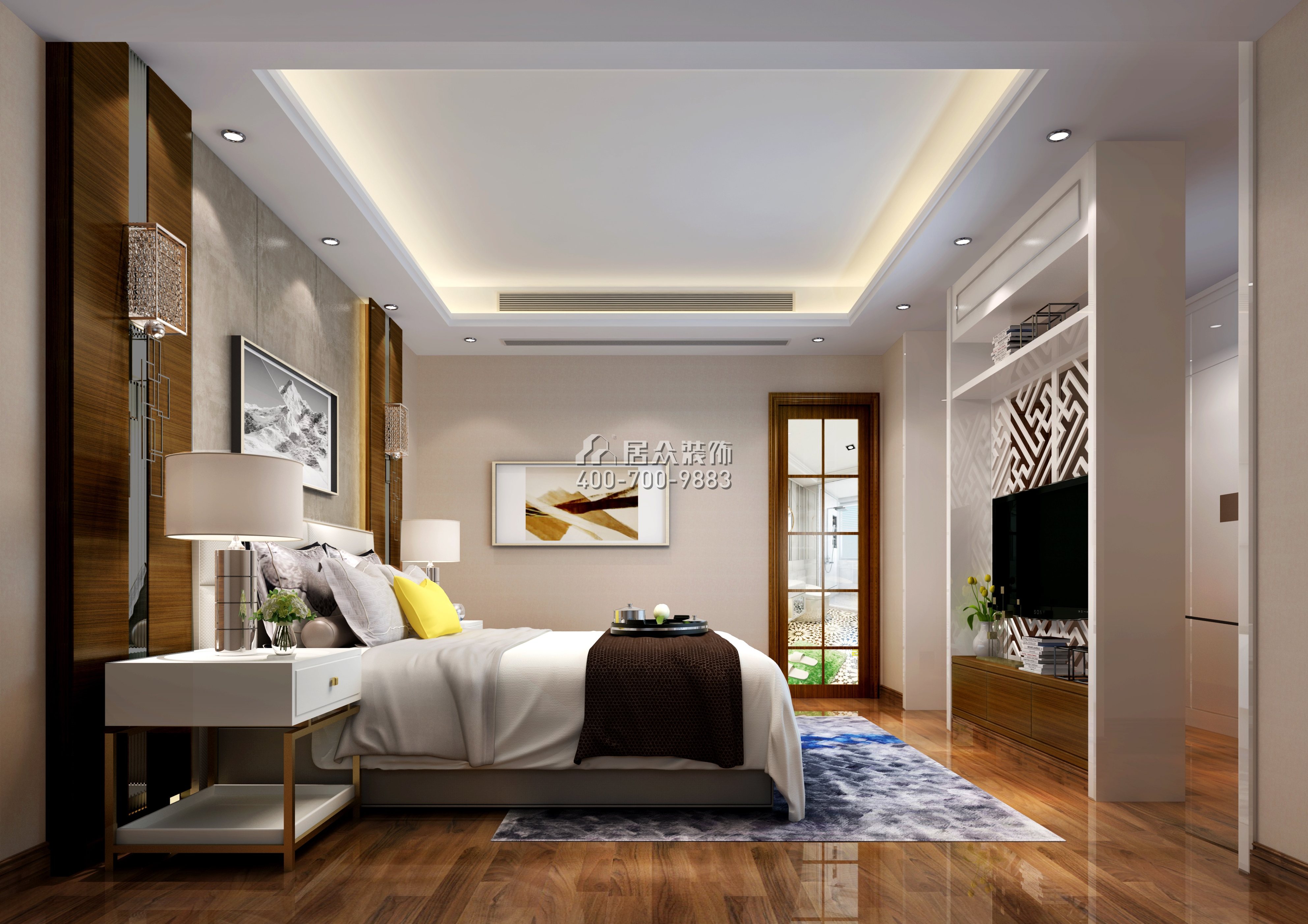 星河丹堤250平方米现代简约风格复式户型卧室装修效果图