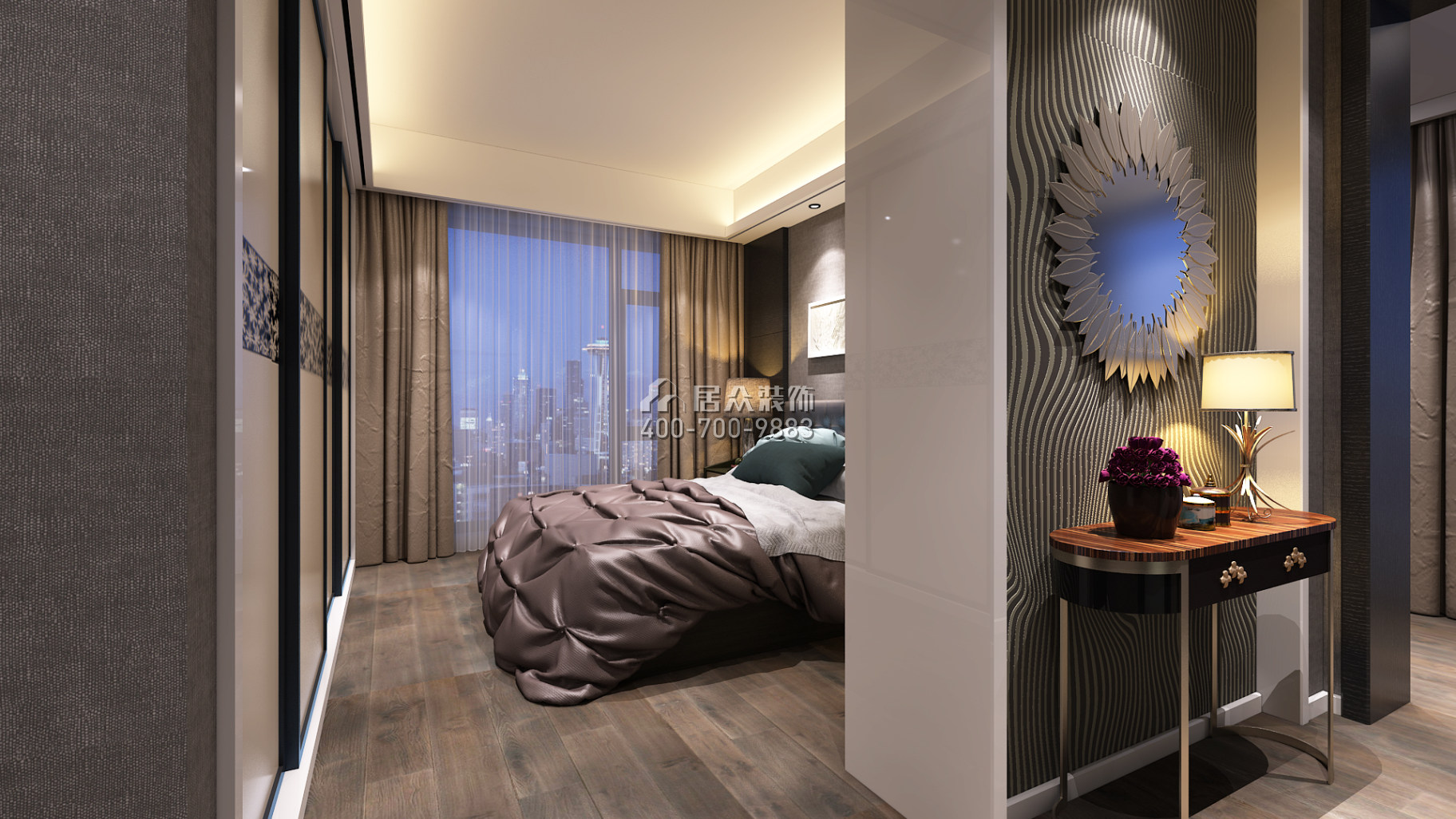 天源星城145平方米现代简约风格平层户型卧室装修效果图