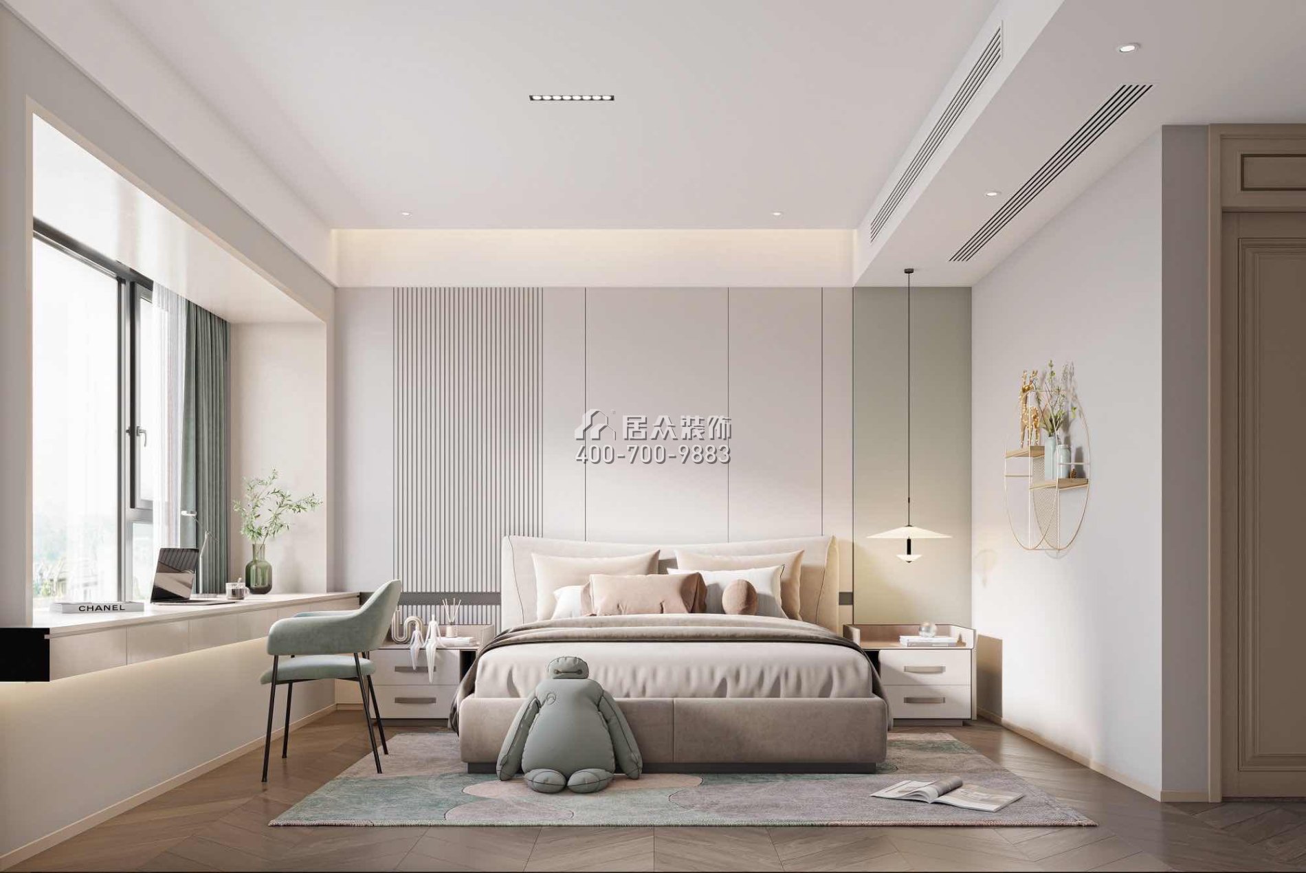 恒裕水墨兰亭350平方米中式风格复式户型卧室kok电竞平台效果图