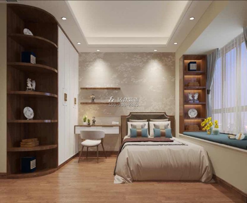 华发峰景湾216平方米中式风格平层户型卧室装修效果图
