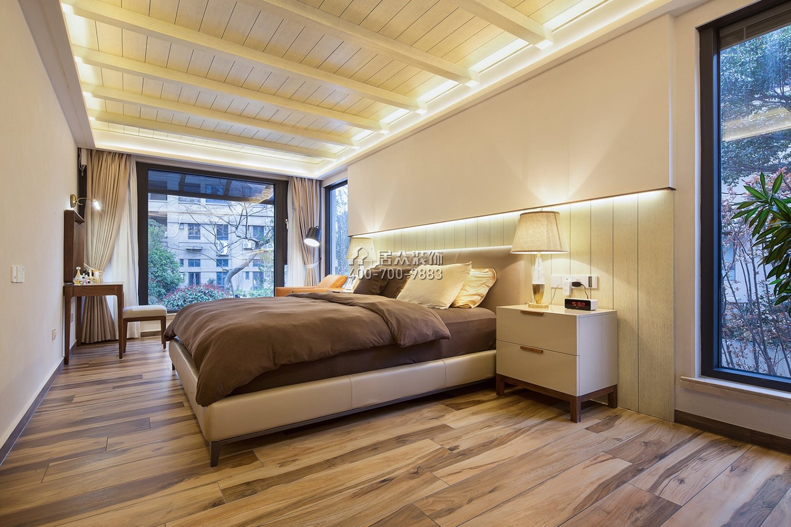 合能洋湖公馆300平方米现代简约风格复式户型卧室装修效果图