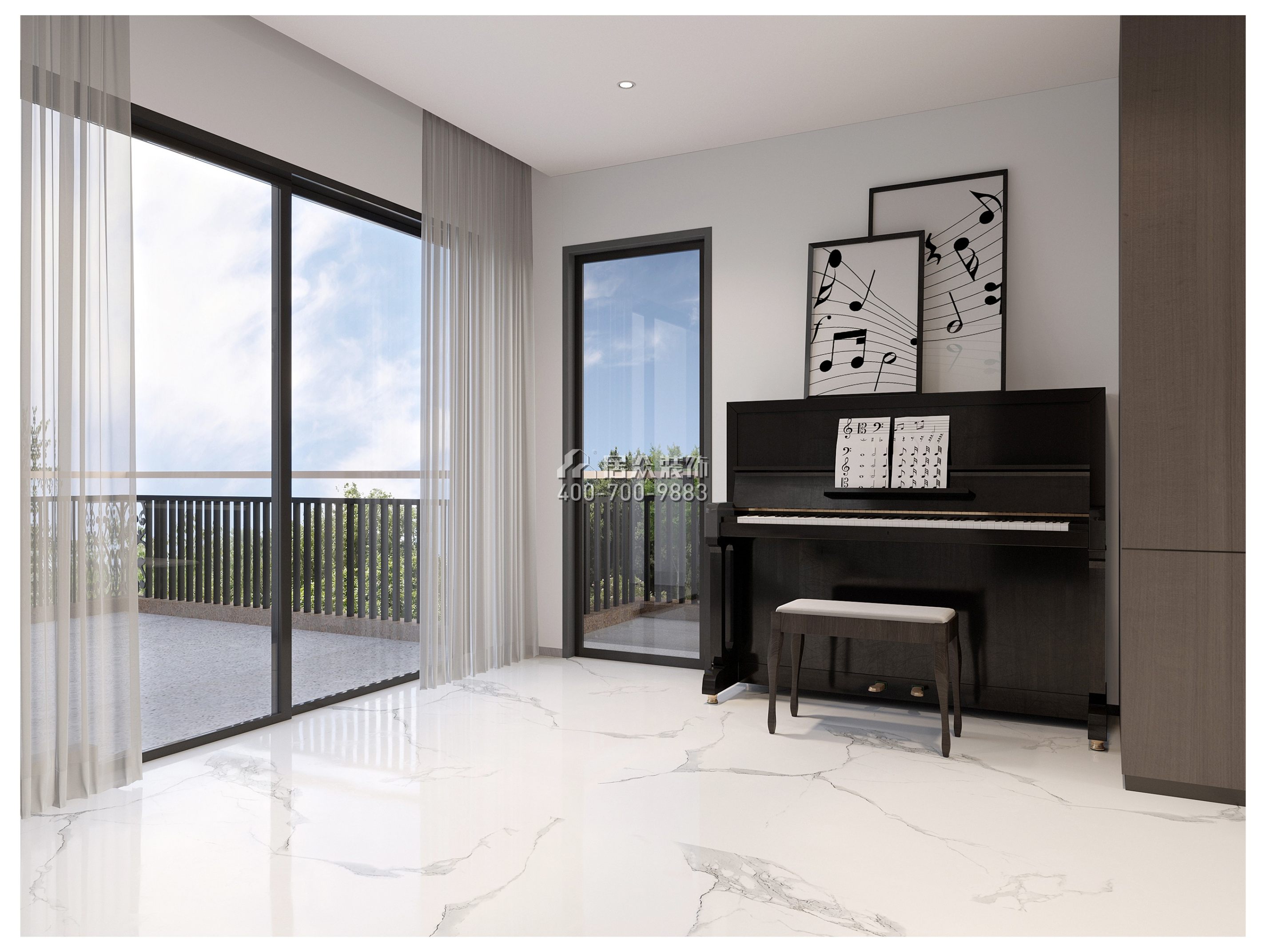 海逸豪庭御峰560平方米現代簡約風格別墅戶型娛樂室裝修效果圖