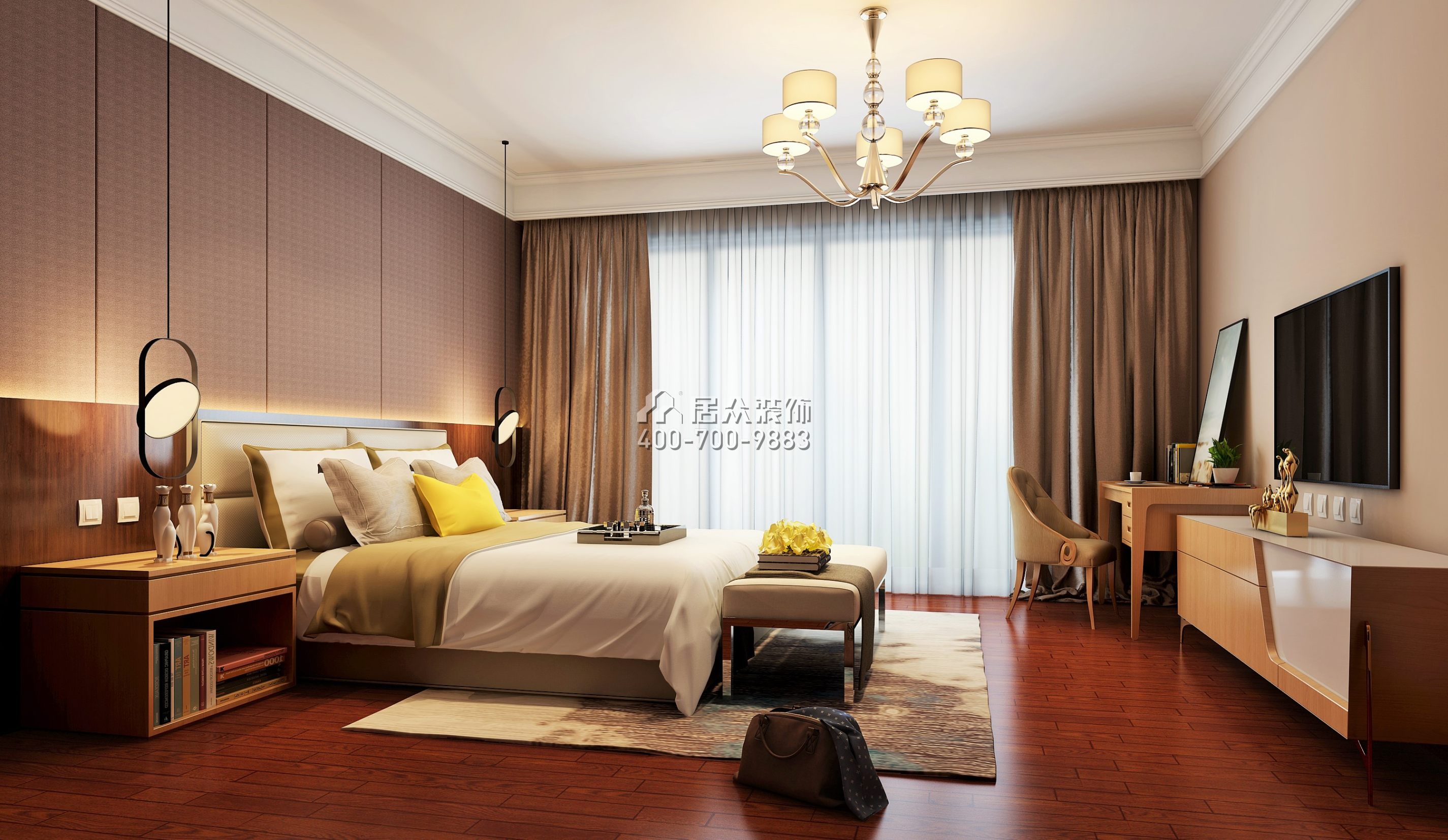 海逸豪庭170平方米中式风格别墅户型卧室装修效果图