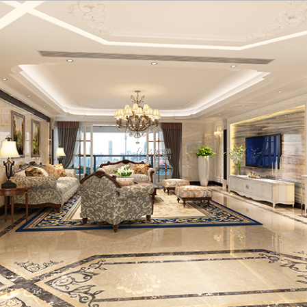 纯水岸300平方米欧式风格平层户型客厅装修效果图