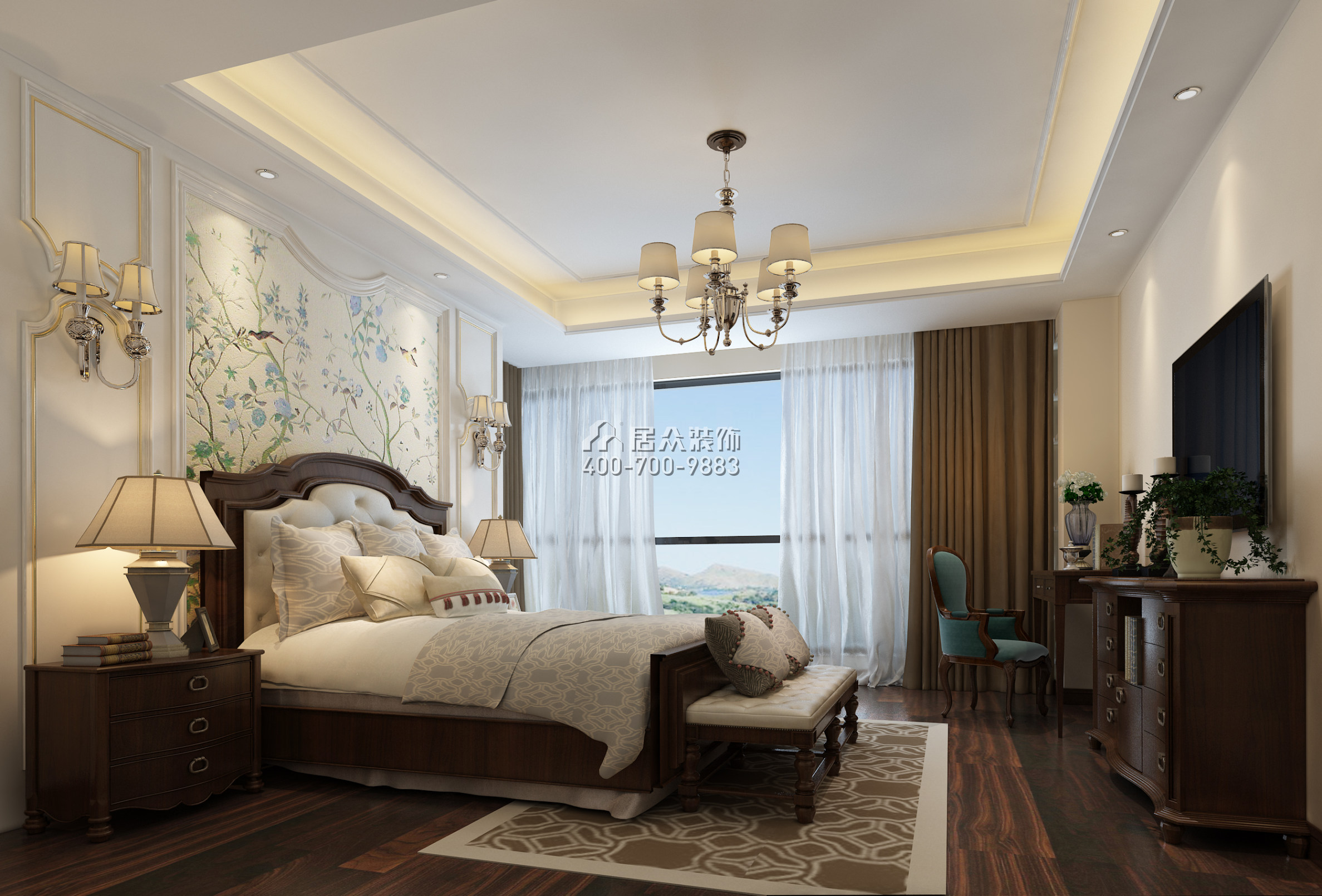 水木丹华143平方米混搭风格平层户型卧室装修效果图