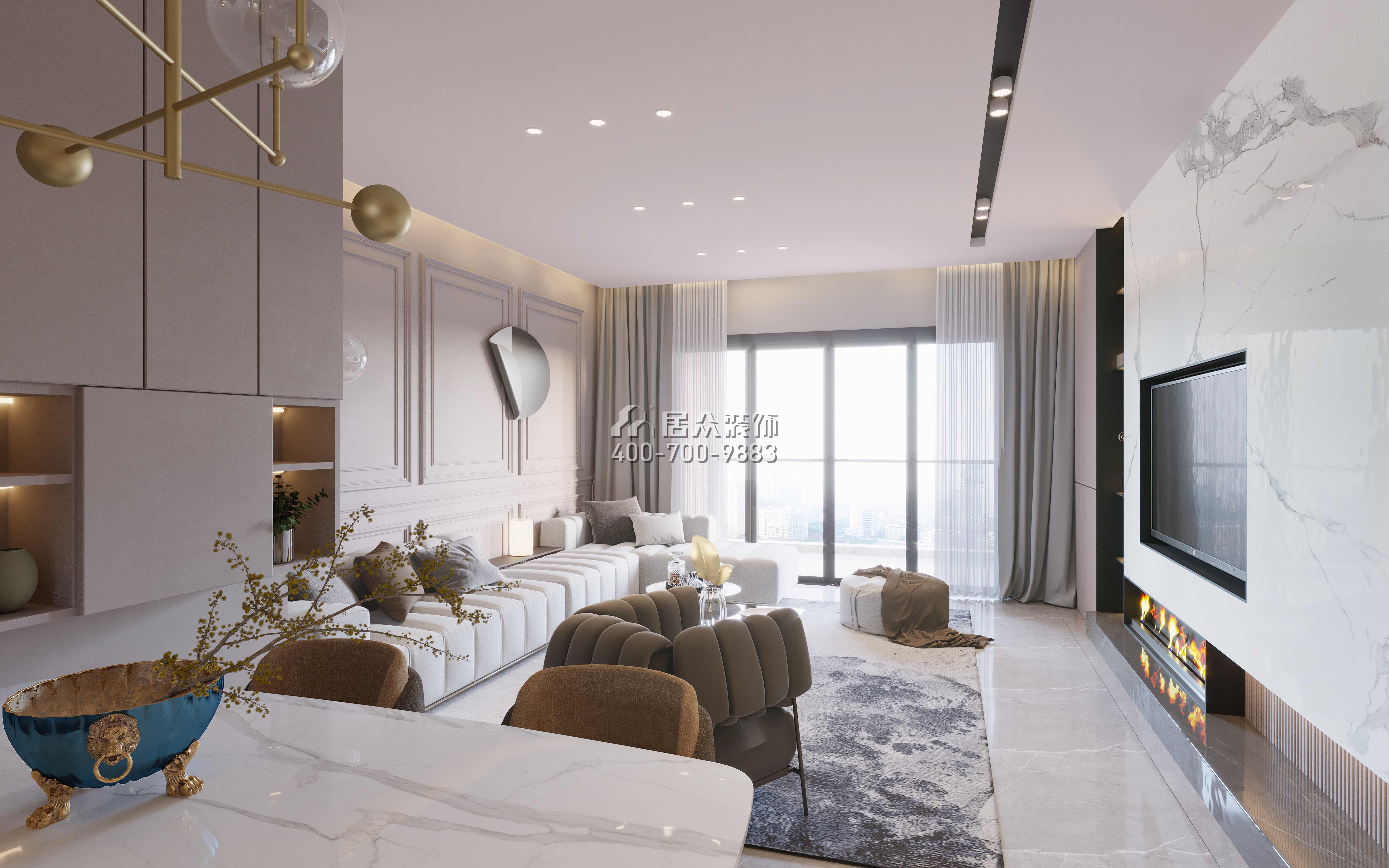 黃埔雅苑130平方米混搭風格平層戶型客廳裝修效果圖