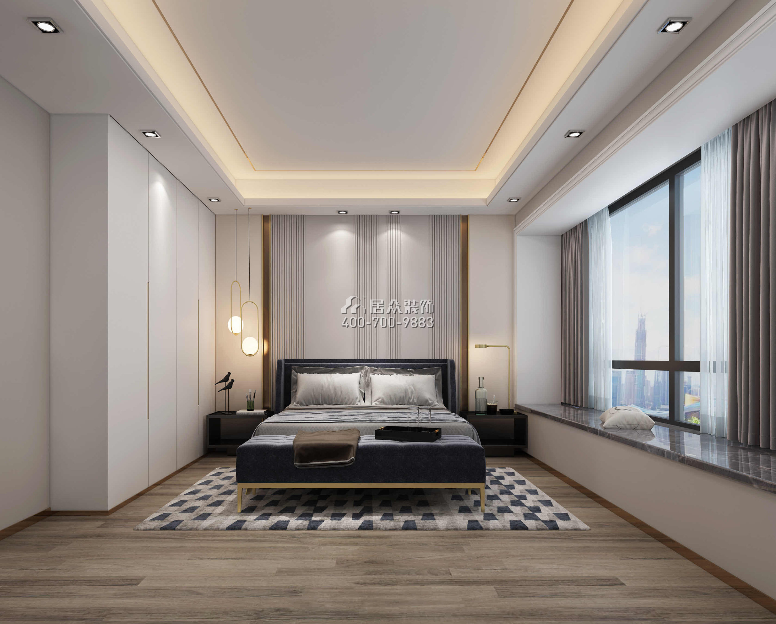 翠海花园220平方米现代简约风格平层户型卧室装修效果图