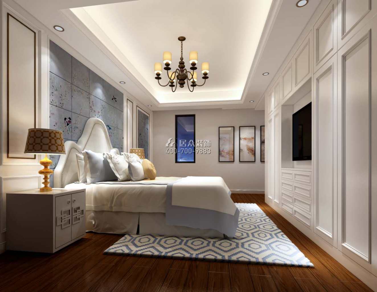 星河传奇花园一期120平方米美式风格平层户型卧室装修效果图