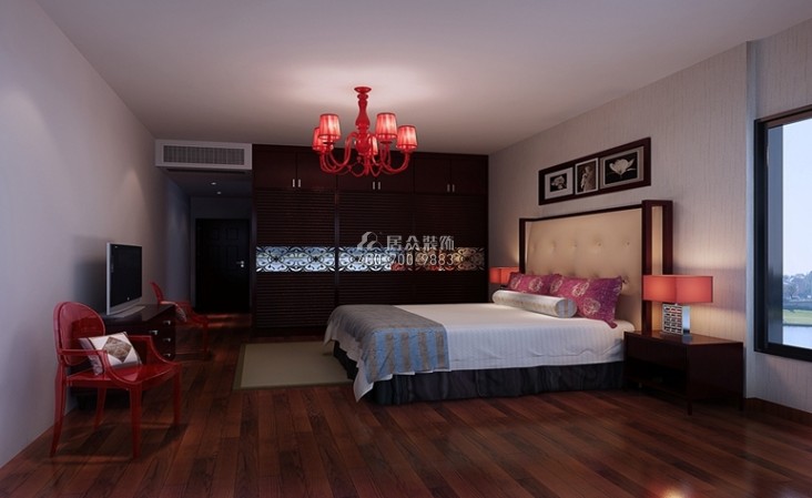 流金岁月248平方米中式风格平层户型卧室装修效果图