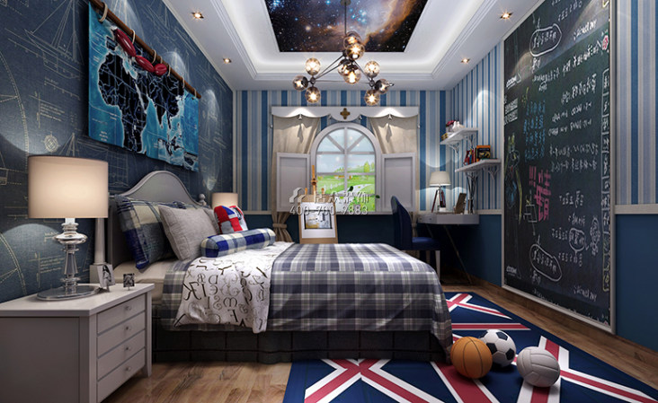 信和御龙山168平方米中式风格平层户型卧室装修效果图