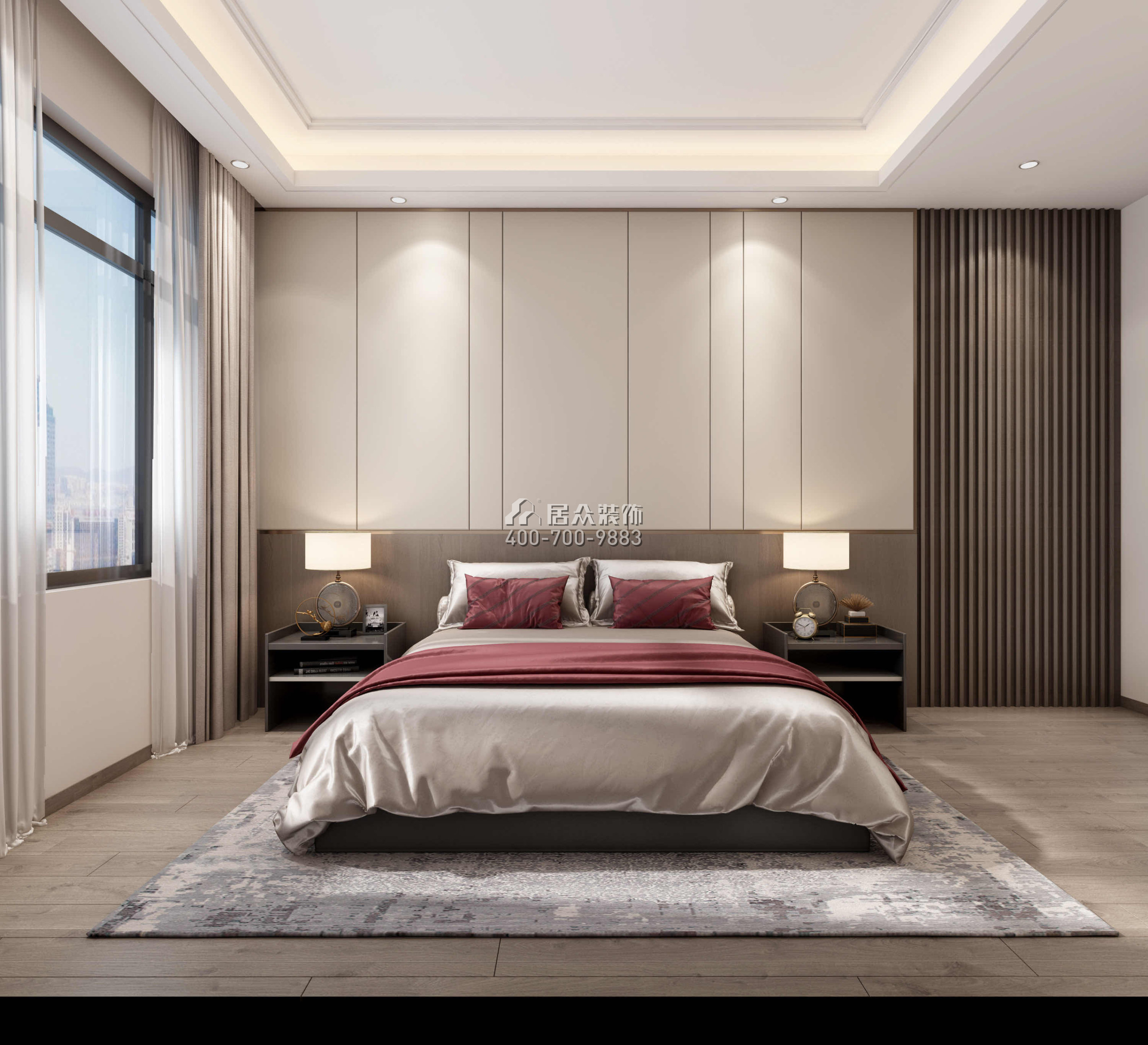 中信御園220平方米現代簡約風格平層戶型臥室裝修效果圖