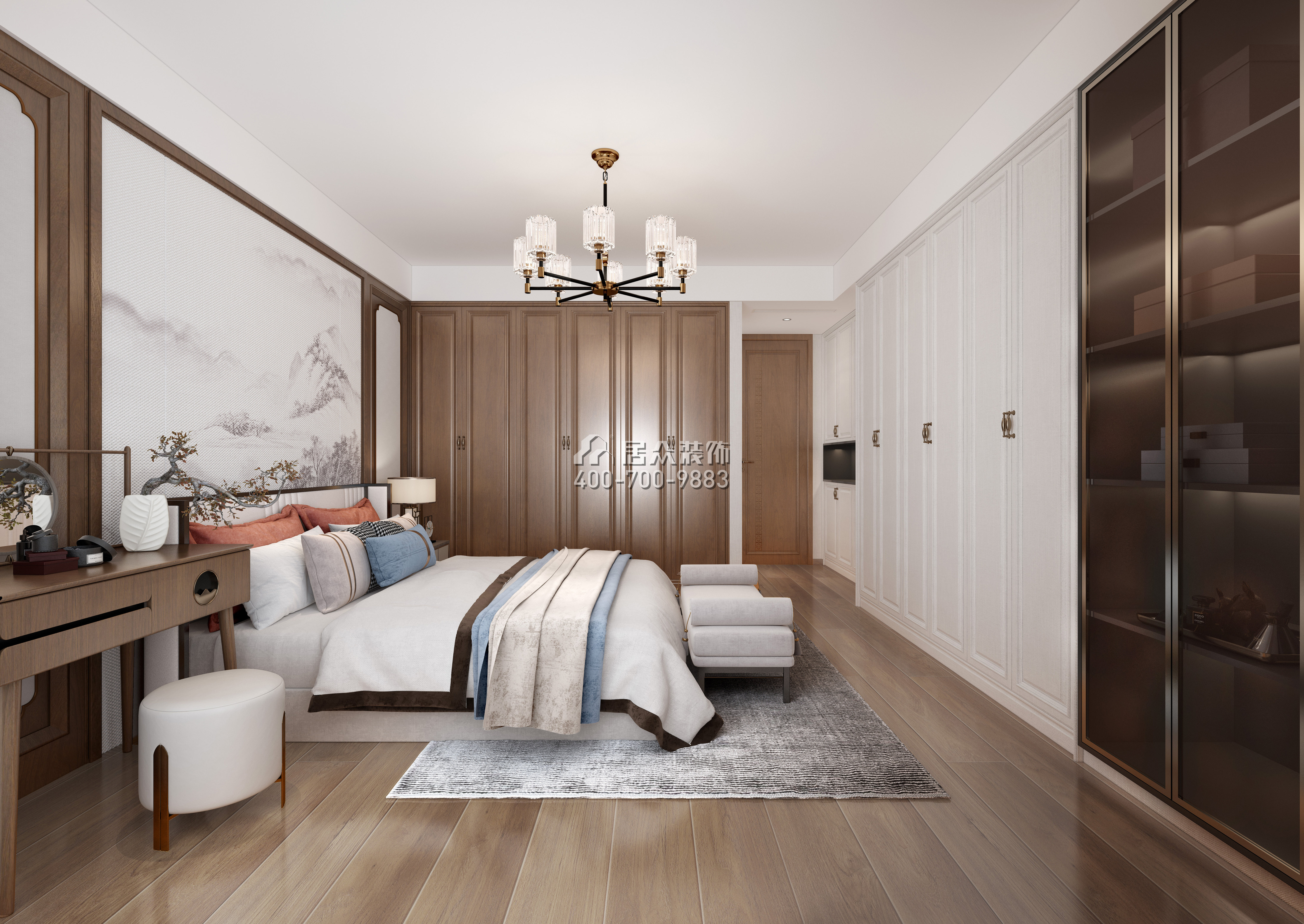 新天国际名苑150平方米中式风格平层户型卧室装修效果图