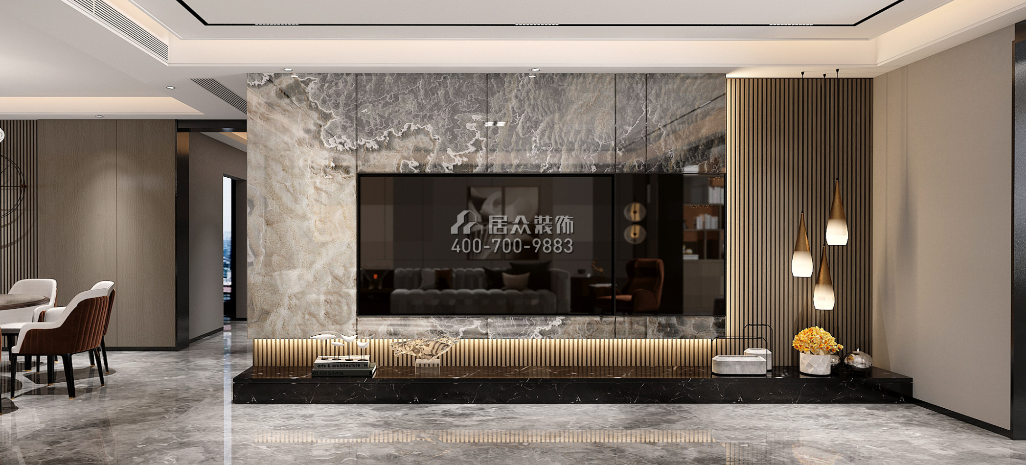 中信红树湾-三期300平方米现代简约风格平层户型客厅装修效果图