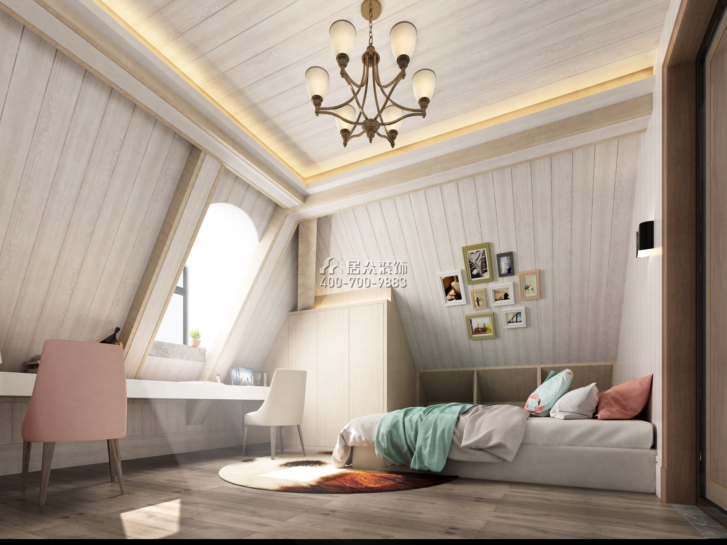 卢浮原著400平方米现代简约风格别墅户型卧室装修效果图