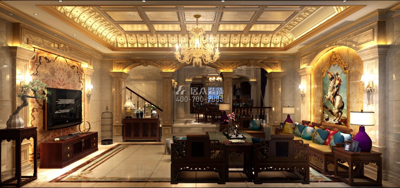 天利天鹅湾450平方米混搭风格别墅户型客厅九州平台官方网站（中国）有限公司效果图