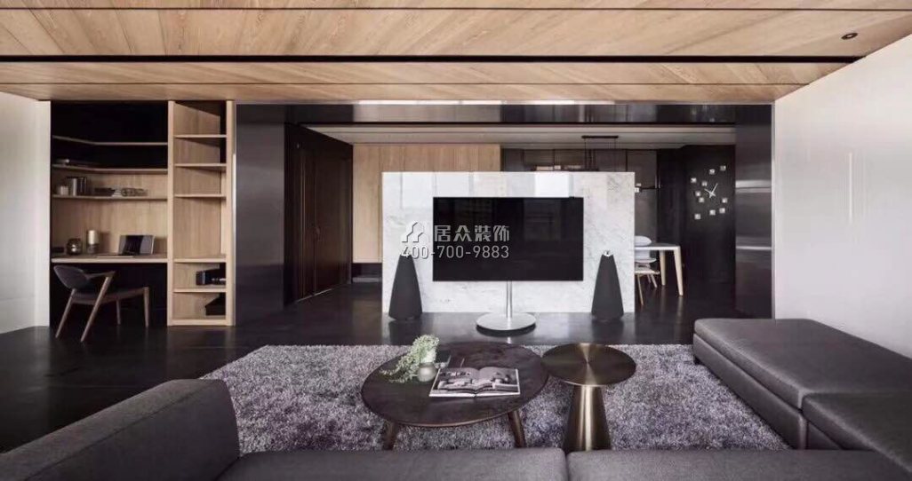 中海鹿丹名苑120平方米现代简约风格平层户型客厅装修效果图