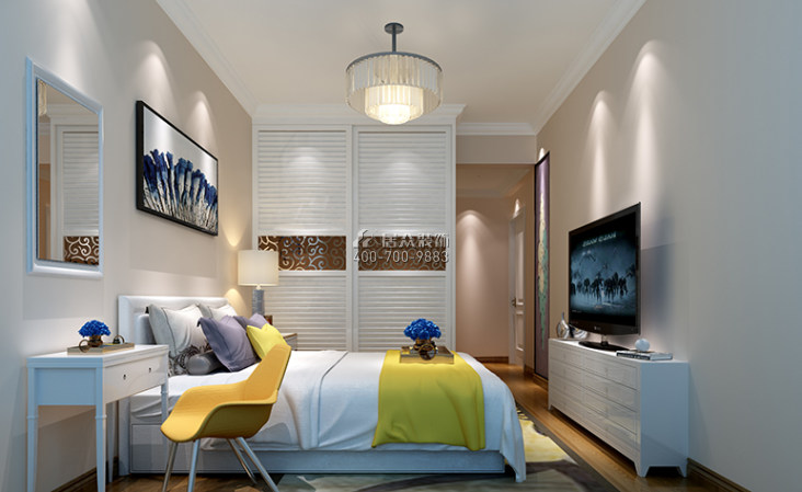 中海九号公馆156平方米现代简约风格平层户型卧室装修效果图