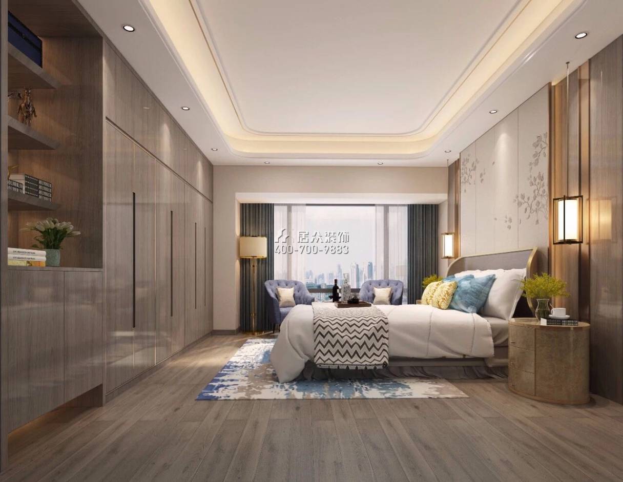 富通丽沙花都140平方米现代简约风格平层户型卧室装修效果图