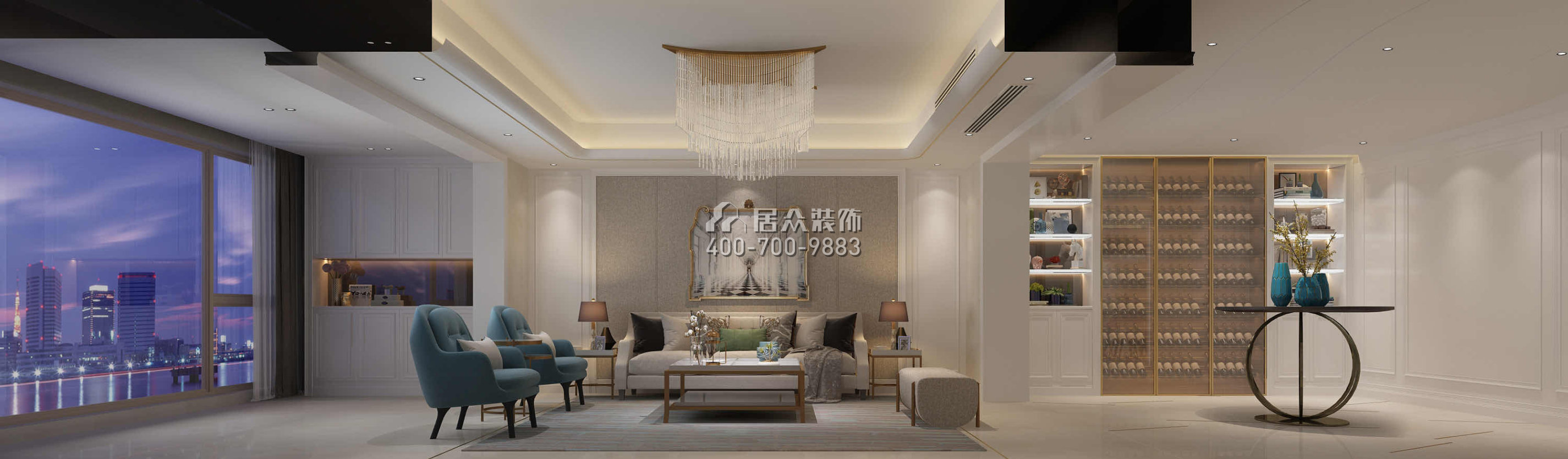中鐵元灣205平方米歐式風格平層戶型客廳裝修效果圖
