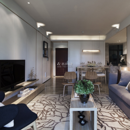 熙龙湾花园120平方米现代简约风格平层户型客厅装修效果图