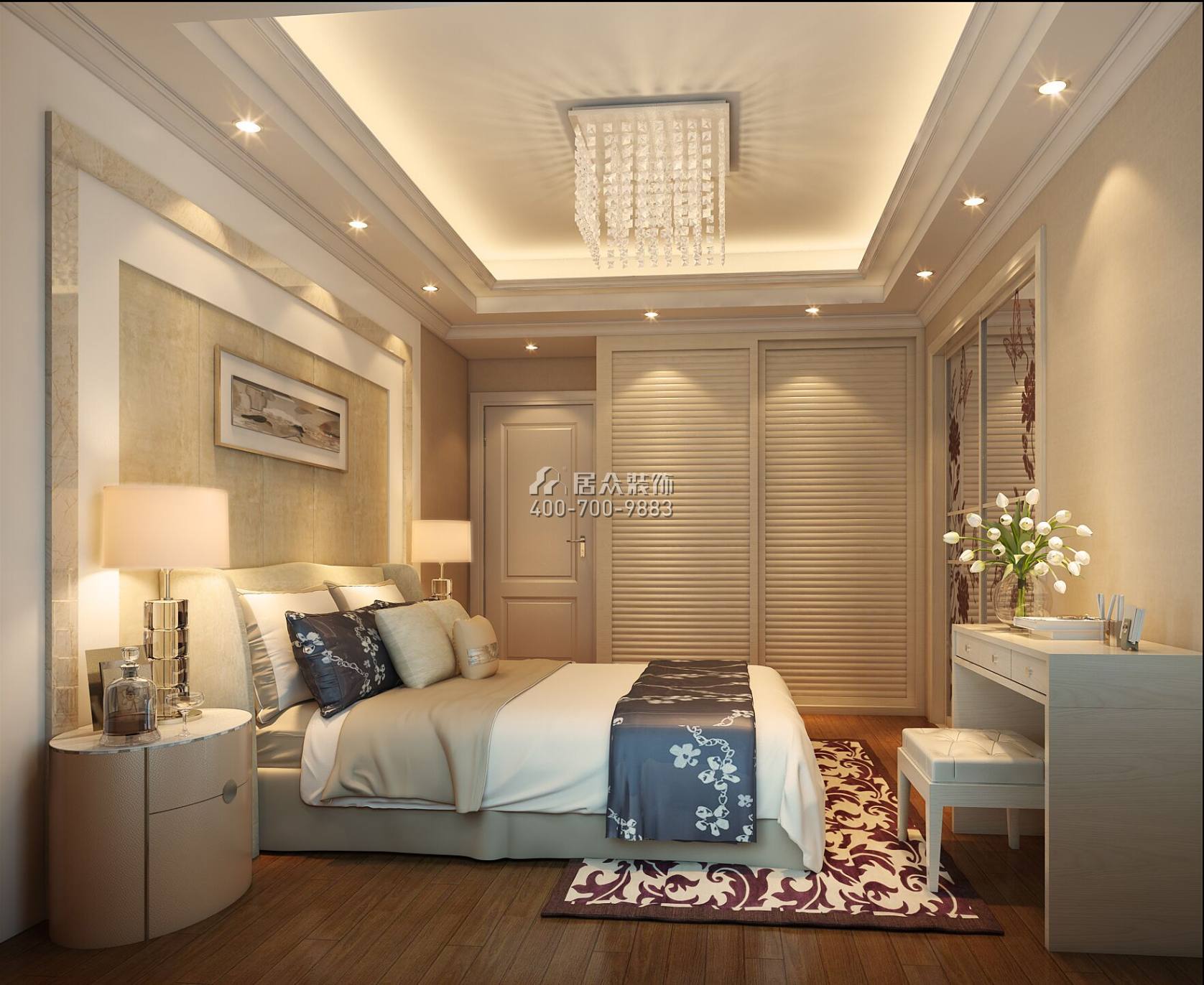 金地鹭湖1号94平方米现代简约风格平层户型卧室装修效果图