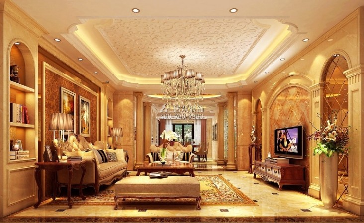 湘江豪庭240平方米欧式风格平层户型客厅装修效果图