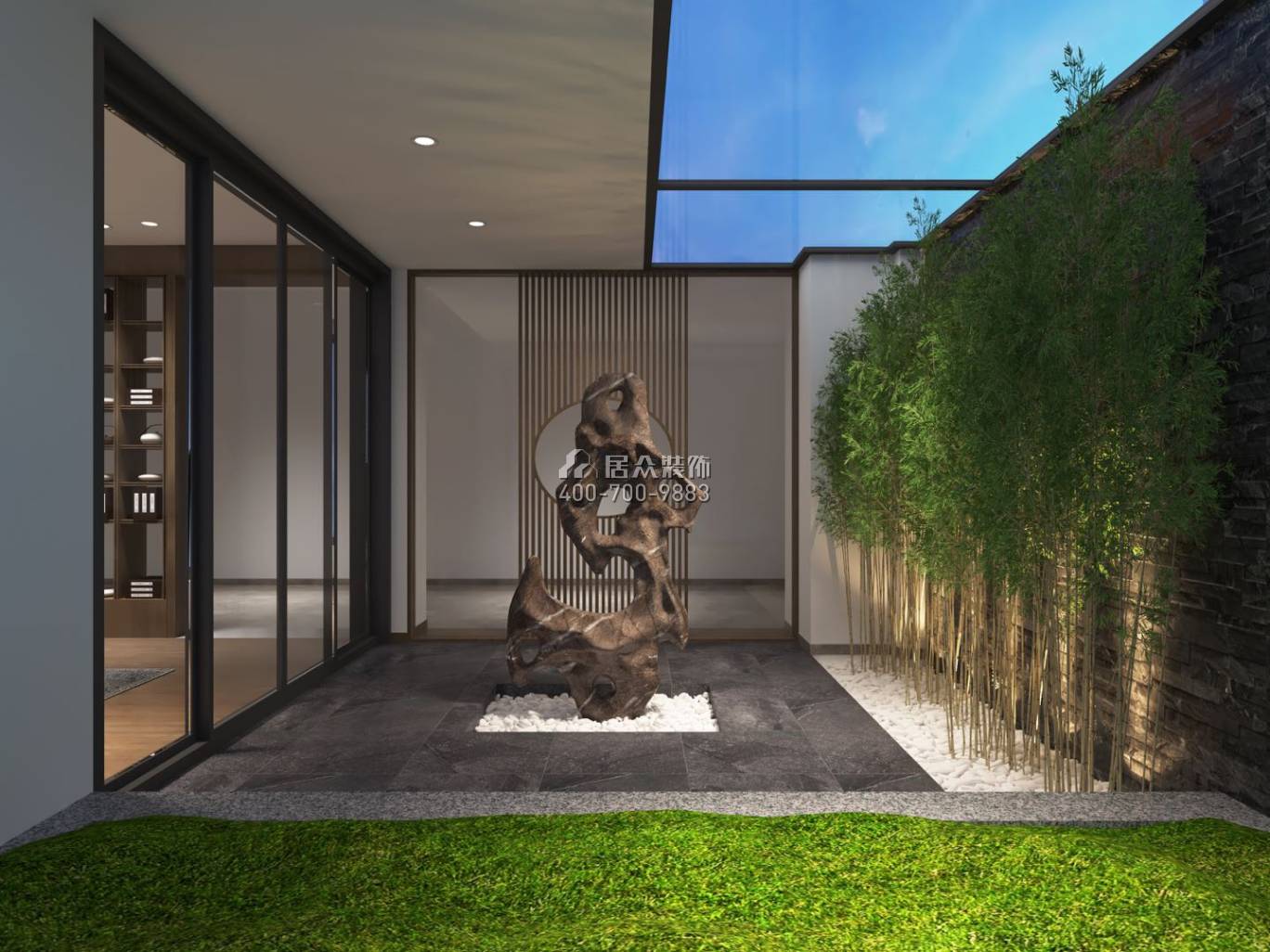 中信紅樹灣-三期638平方米現代簡約風格復式戶型花園裝修效果圖