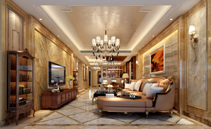 西粤京基城三期260平方米混搭风格平层户型客厅装修效果图