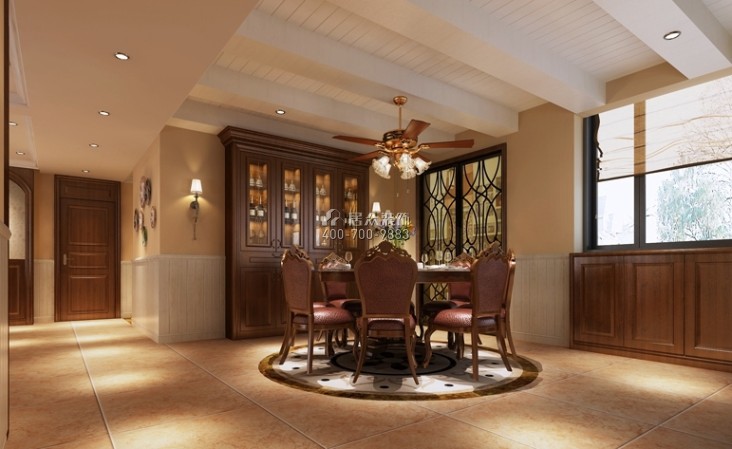 汇景豪庭200平方米美式风格平层户型餐厅装修效果图