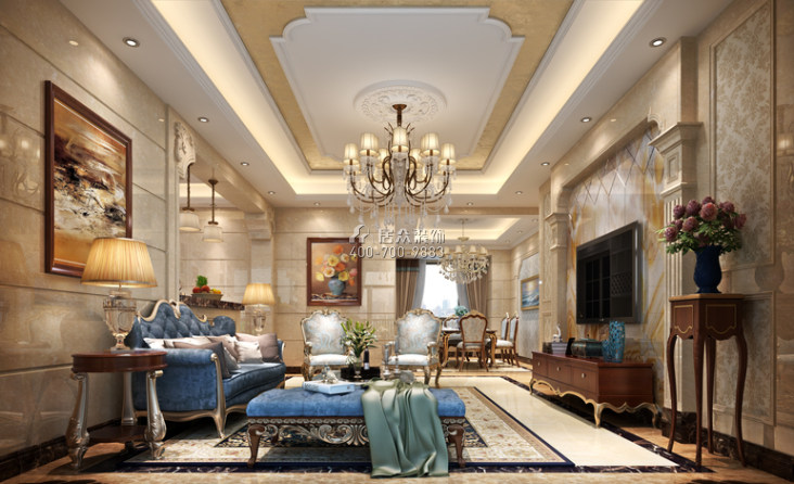 财富海景140平方米欧式风格平层户型客厅装修效果图