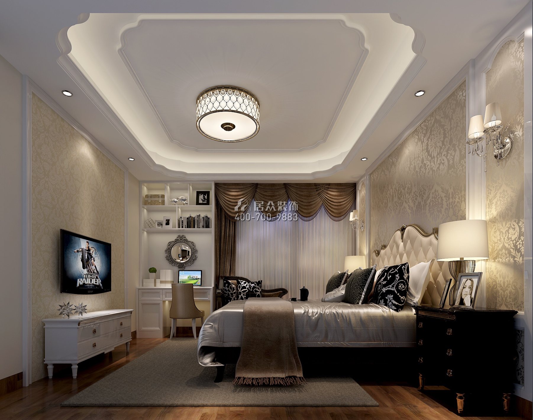 祈福天龙苑140平方米欧式风格平层户型卧室装修效果图
