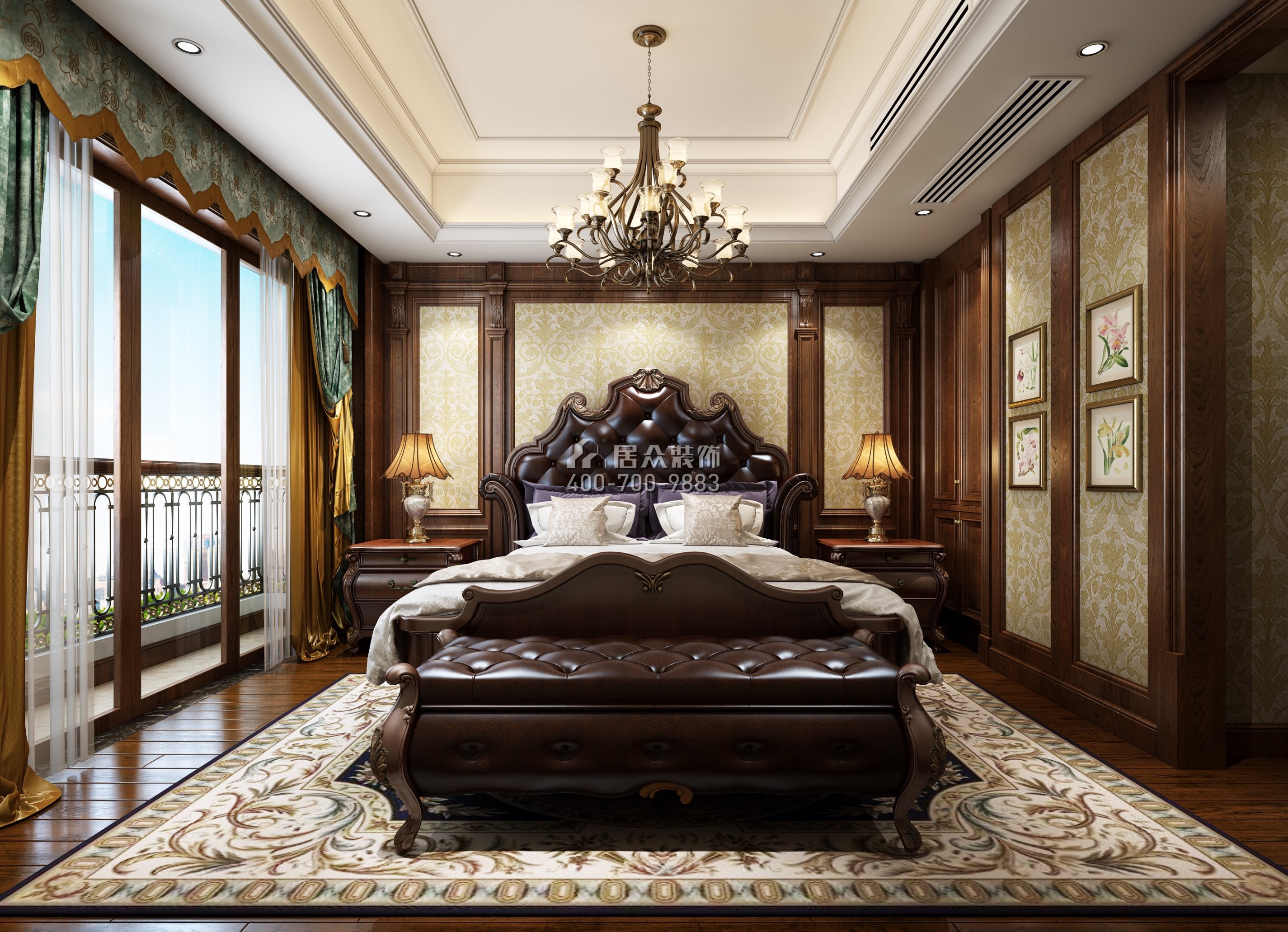南山意境480平方米美式風格復式戶型臥室裝修效果圖