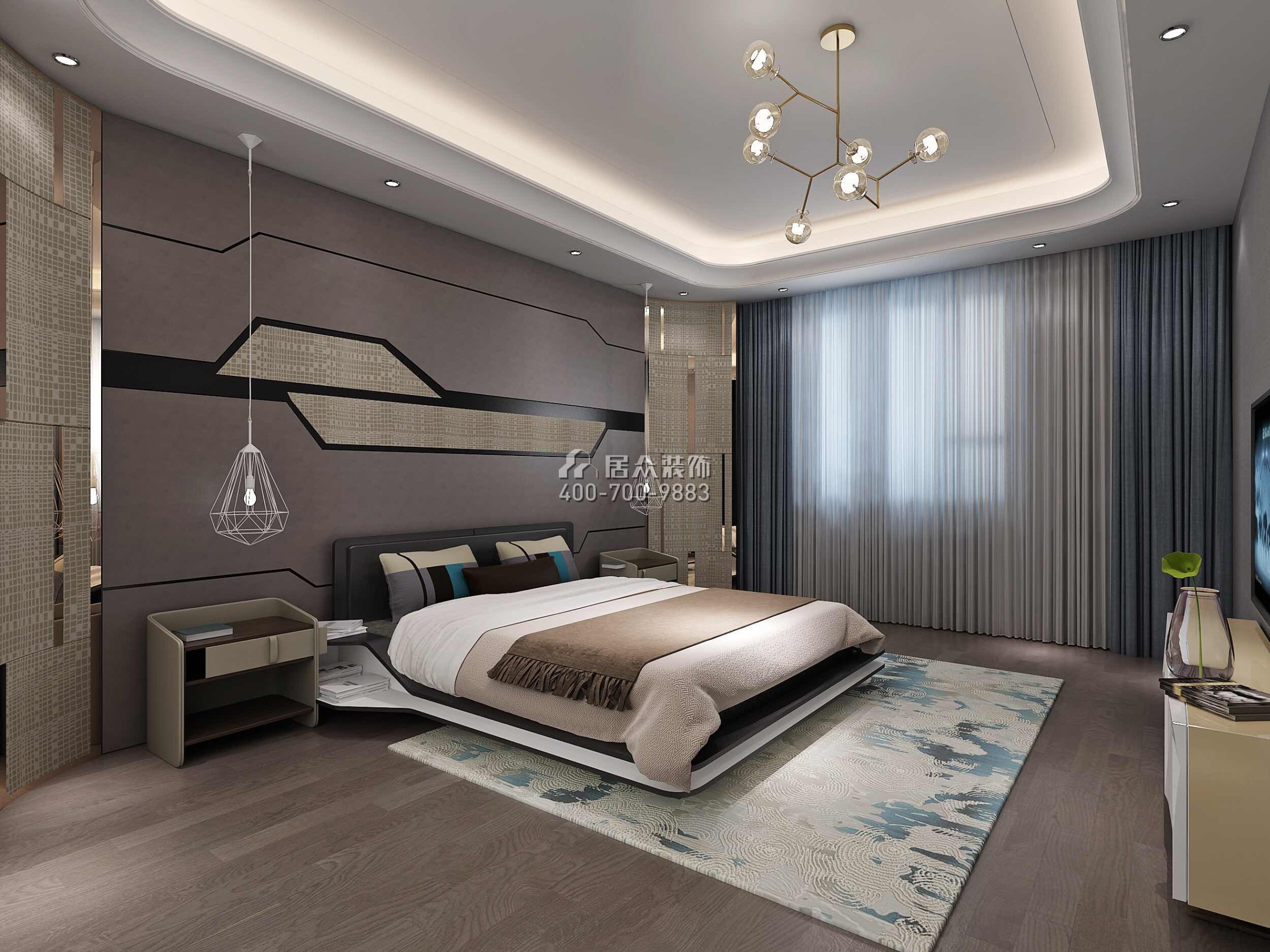 龍光水悅龍灣500平方米現代簡約風格別墅戶型臥室裝修效果圖