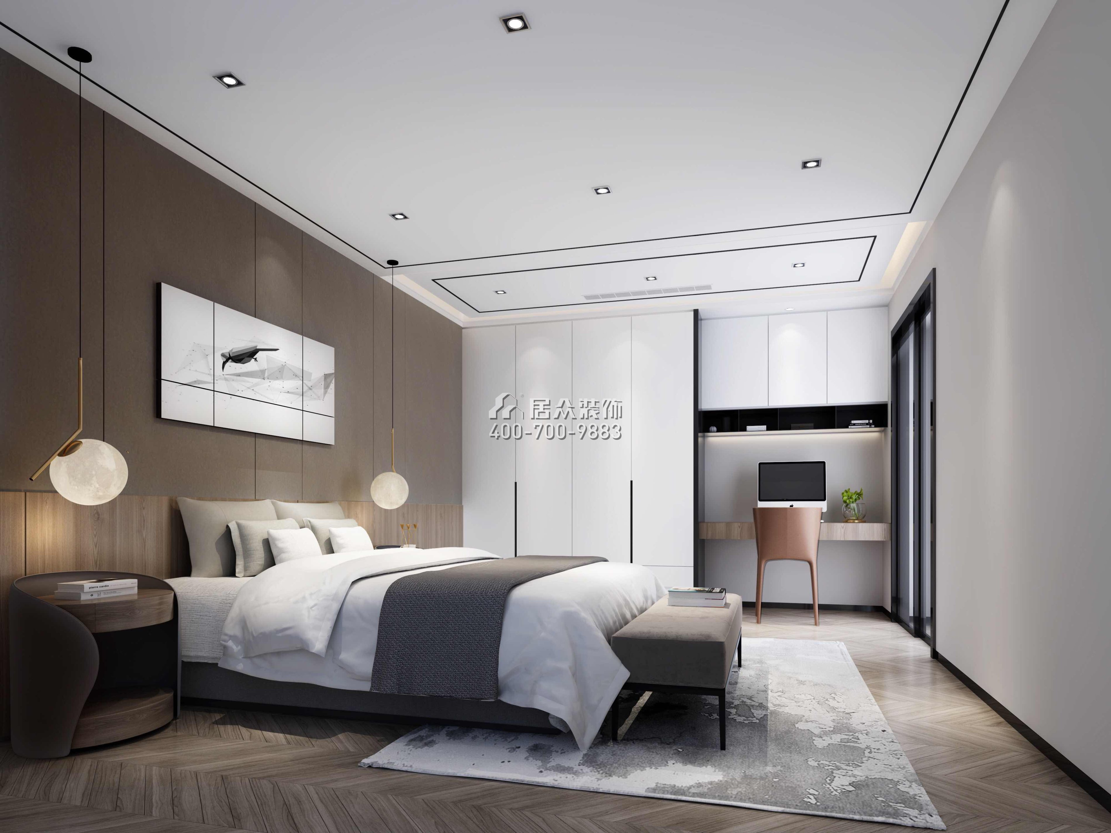 壹方中心200平方米现代简约风格复式户型卧室装修效果图