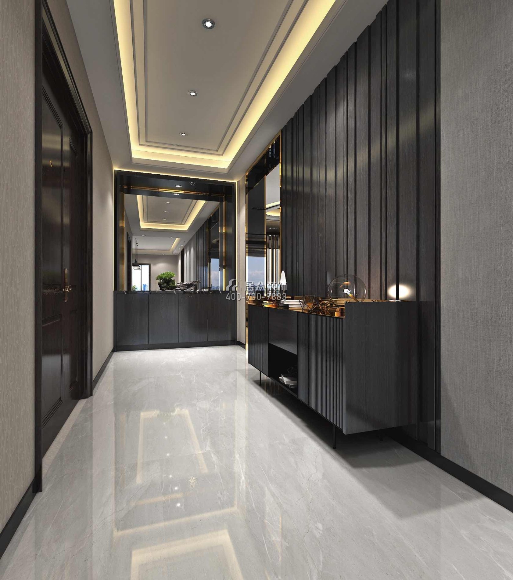 龙泉豪苑560平方米现代简约风格平层户型玄关装修效果图