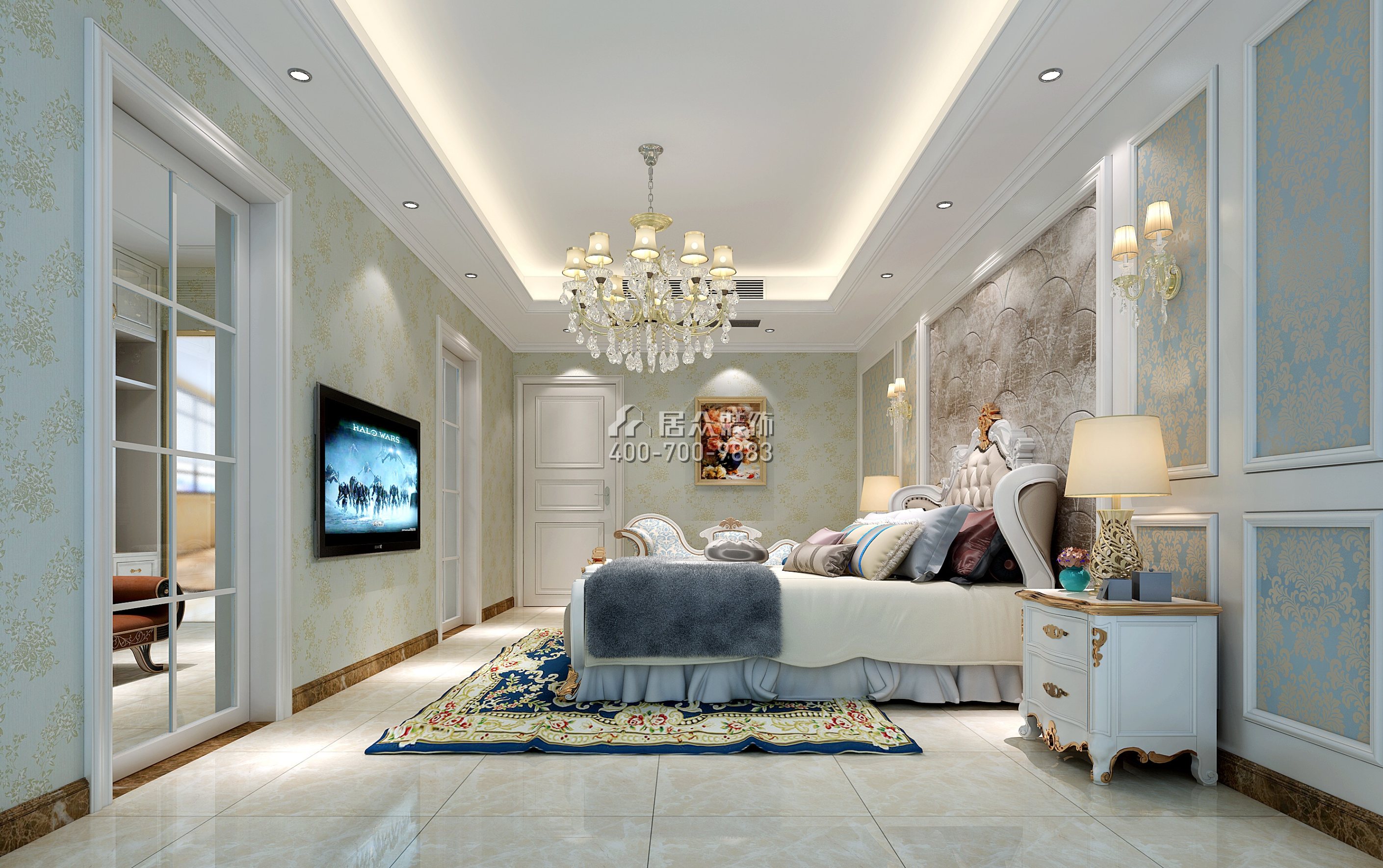 东部现代城350平方米欧式风格别墅户型卧室装修效果图