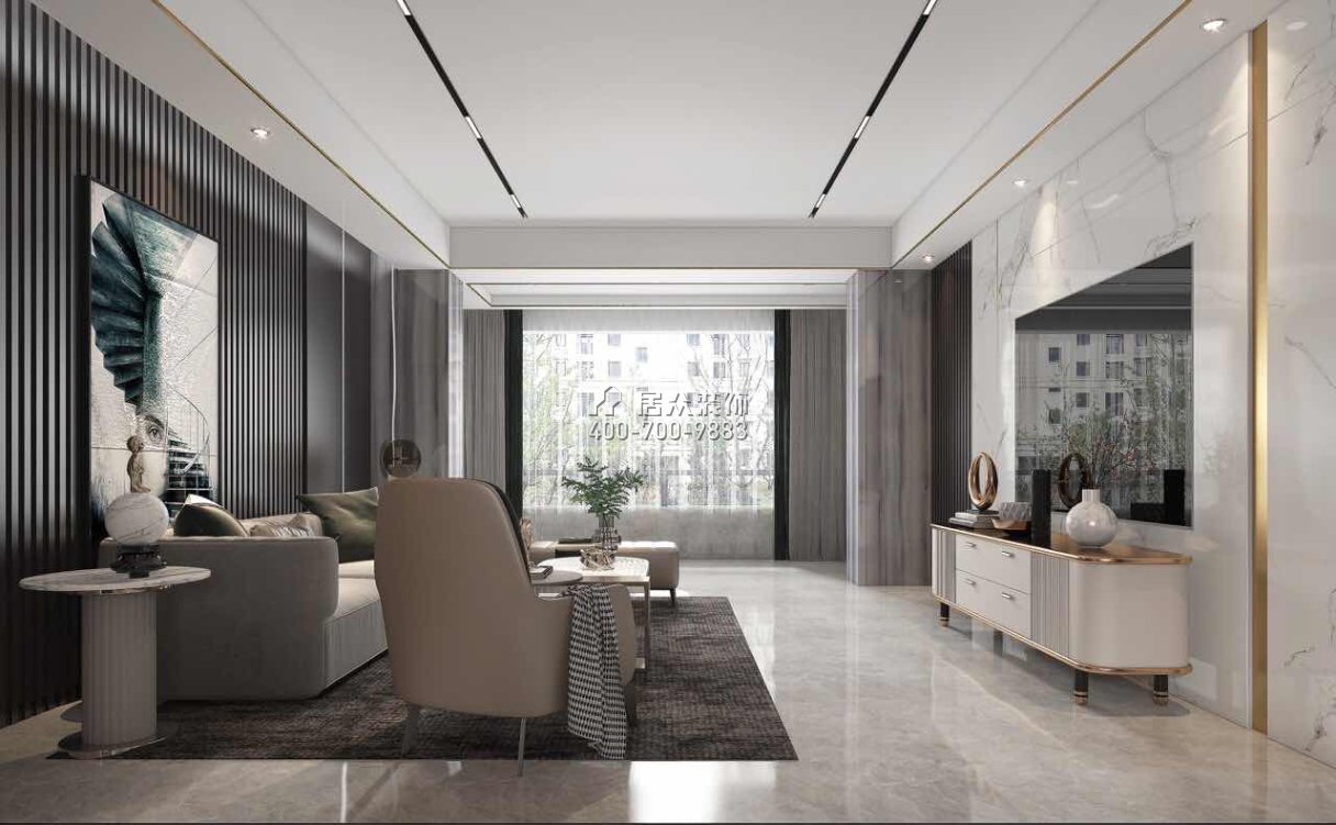 恒大华府175平方米现代简约风格复式户型客厅装修效果图